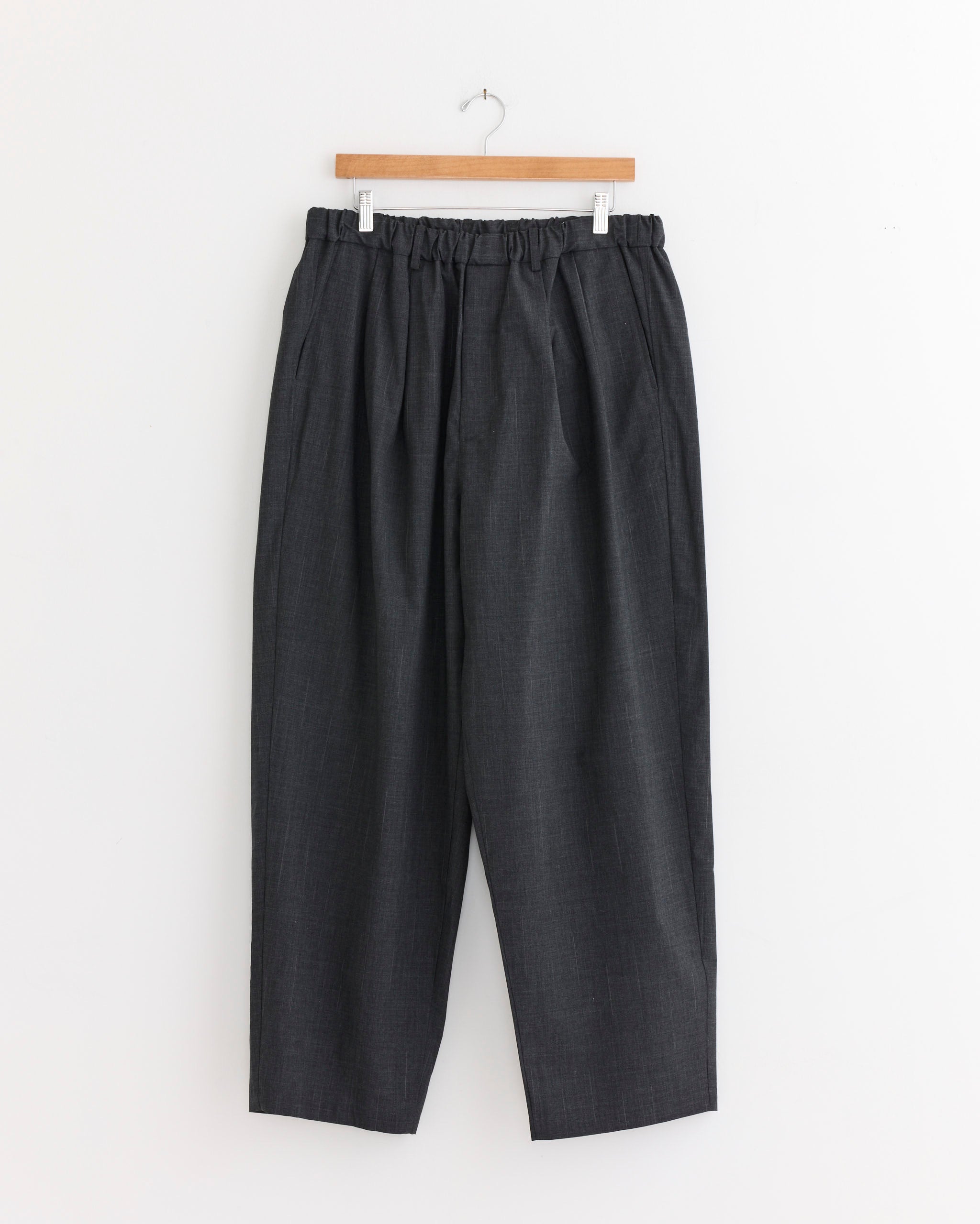 Double Pleated Wide Easy Pant in Charcoal Grey