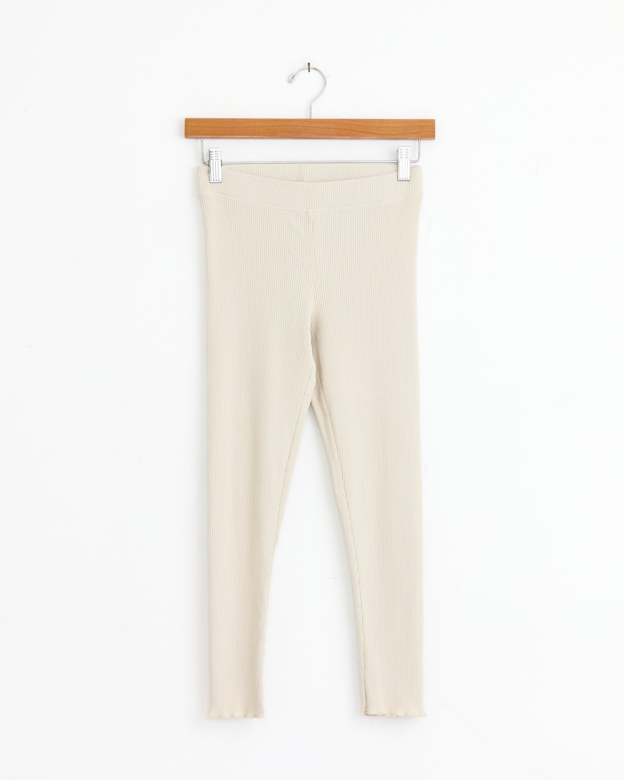 Ruffle Rib Leggings in Greige