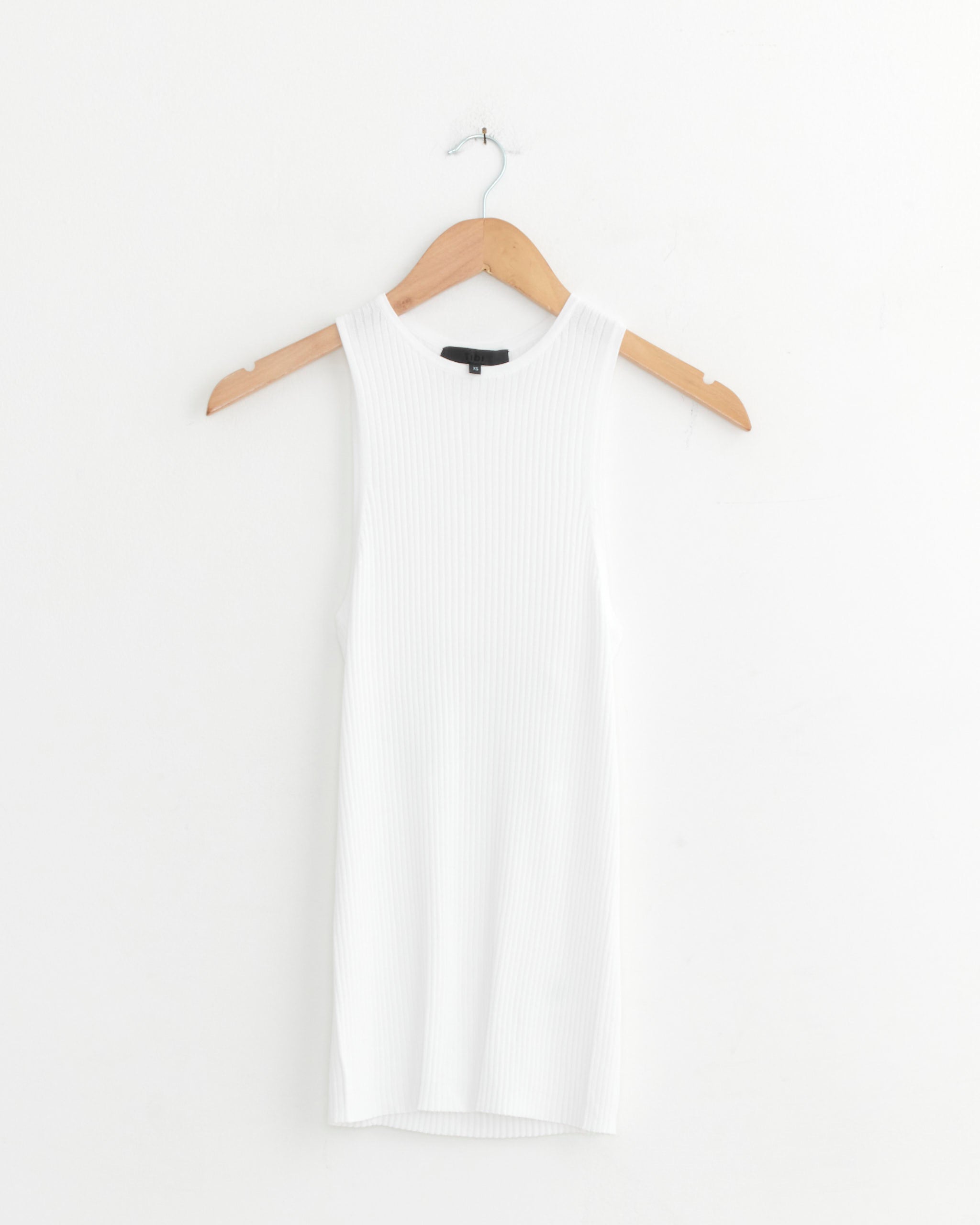 Ribbed Sweater Cut Out Tank in White