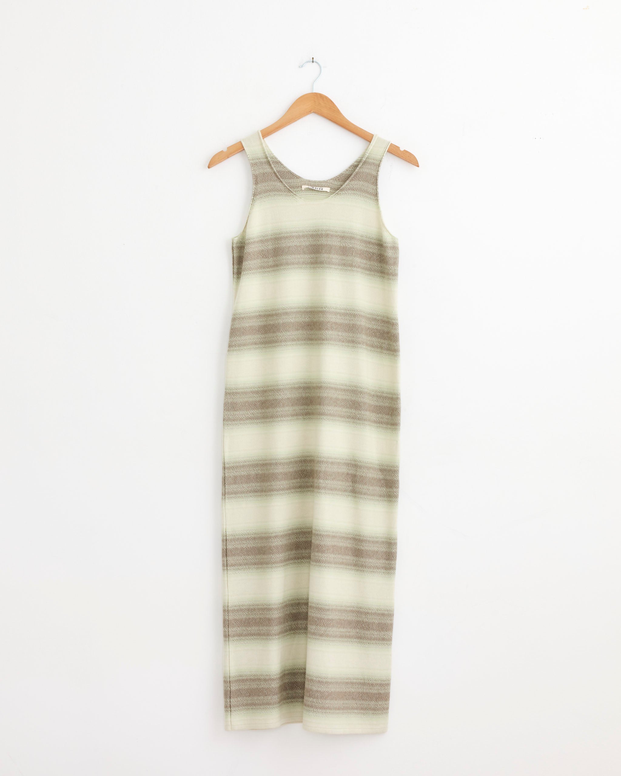 Cotton Silk Gradient Stripe Knit Dress in Lime Grey Stripe Cotton Silk Gradient Stripe Knit Dress in Lime Grey Stripe