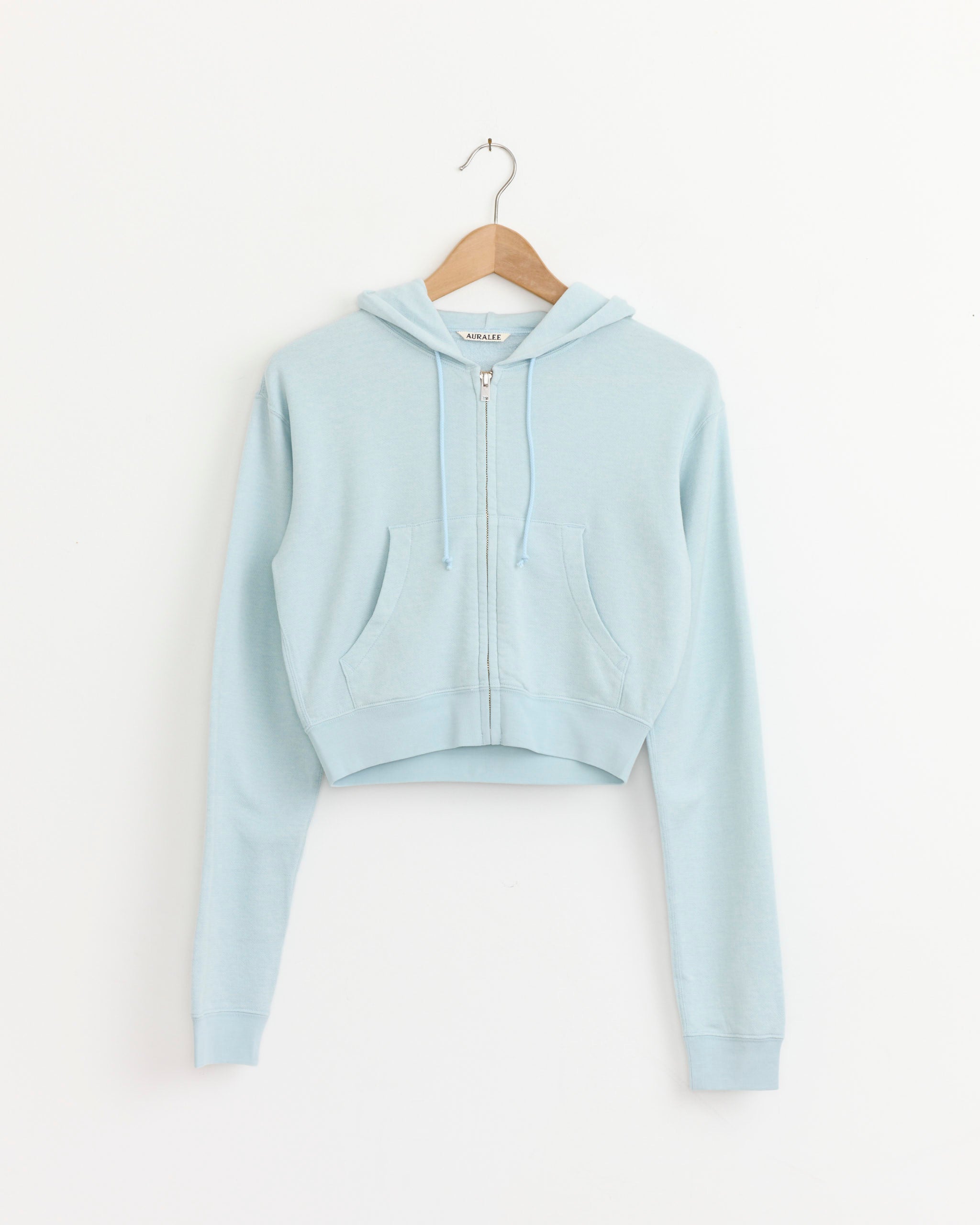 トップス AURALEE LIGHT SWEAT ZIP PARKA High Twist Light Sweat Zip Parka in Pale Blue