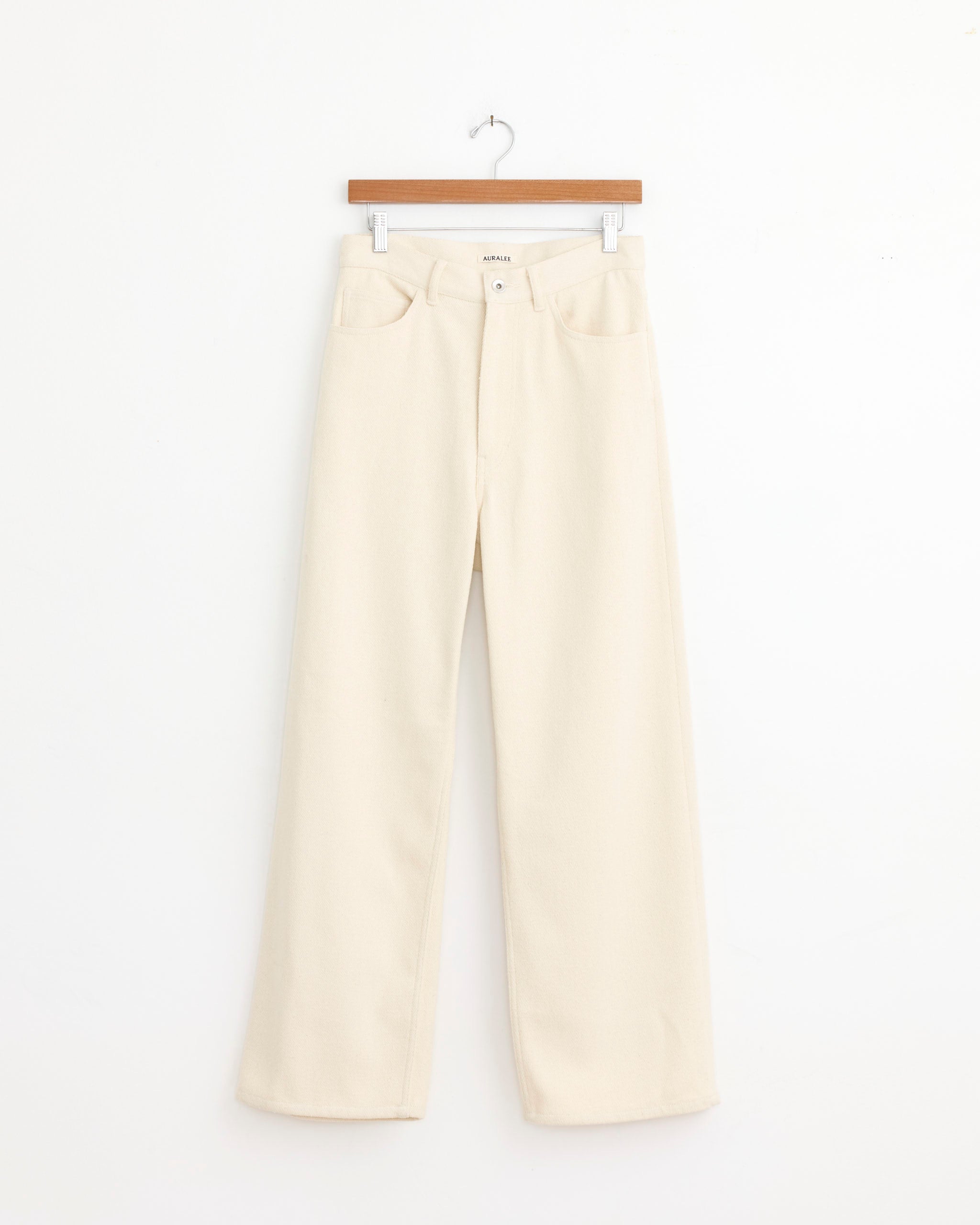 メ*ー様 SILK NEP DENIM 5P WIDE PANTS Silk Nep Denim 5P Wide Pant in Ivory White