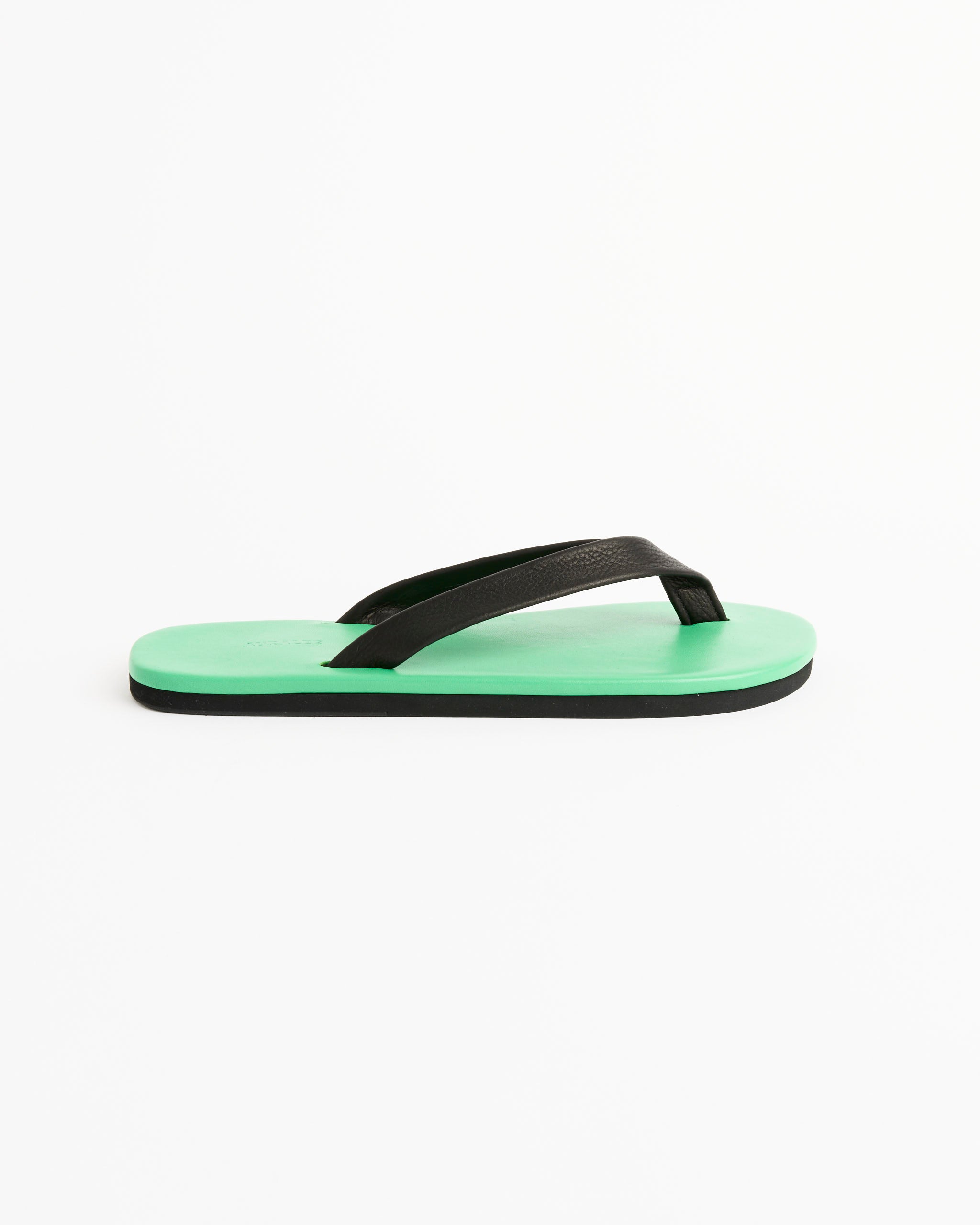 Soft Leather Flip Flop in Green/Black