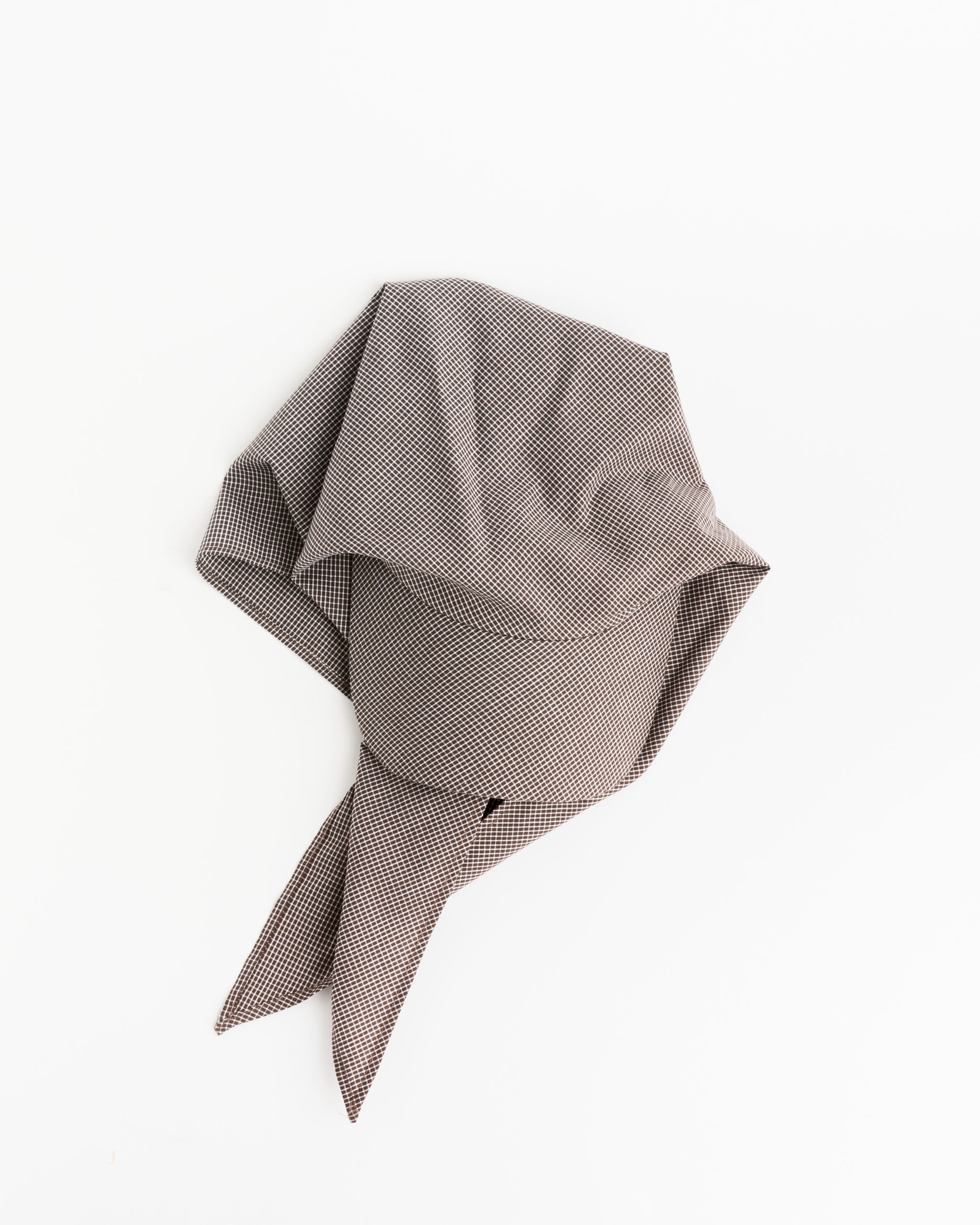 Brimmed Scarf in Chocolate Gingham Poplin