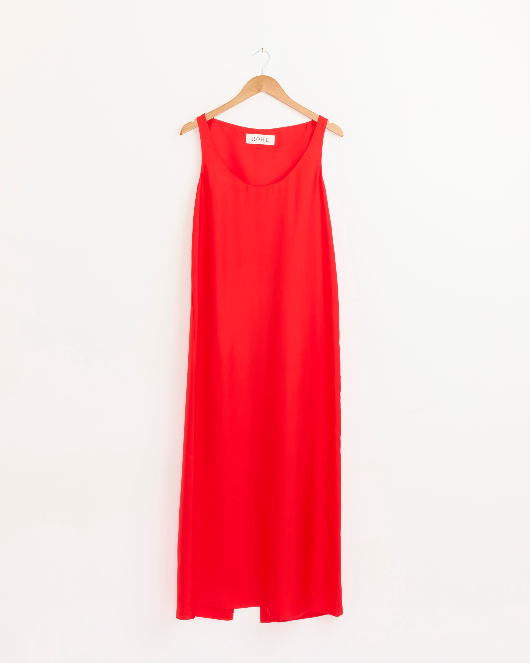 Silk Scoop Neck Dress in Red