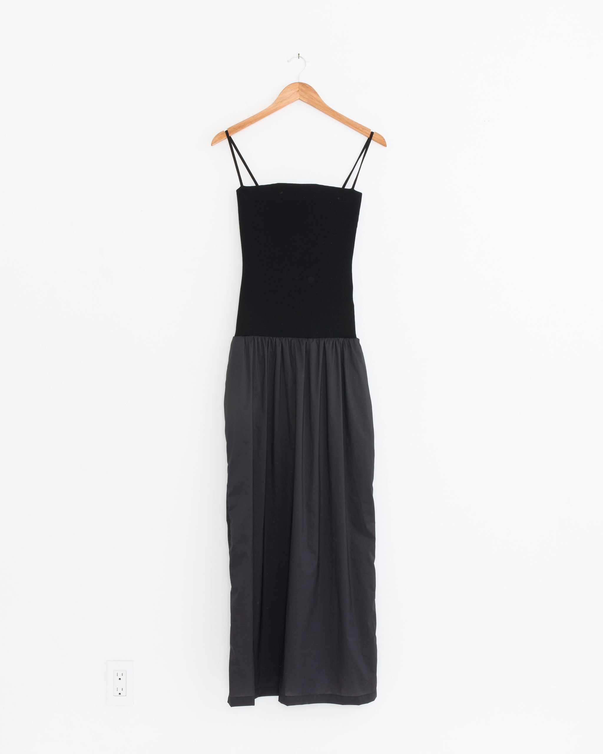 Nylon Jersey Maxi Dress in Charcoal