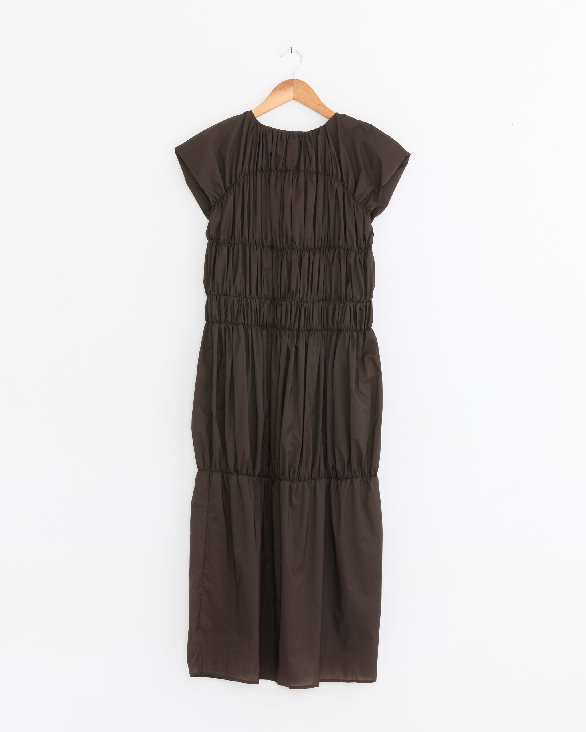 short brown ruffle dress Brown Cotton Flax Elasticated Short Tier Dress 66