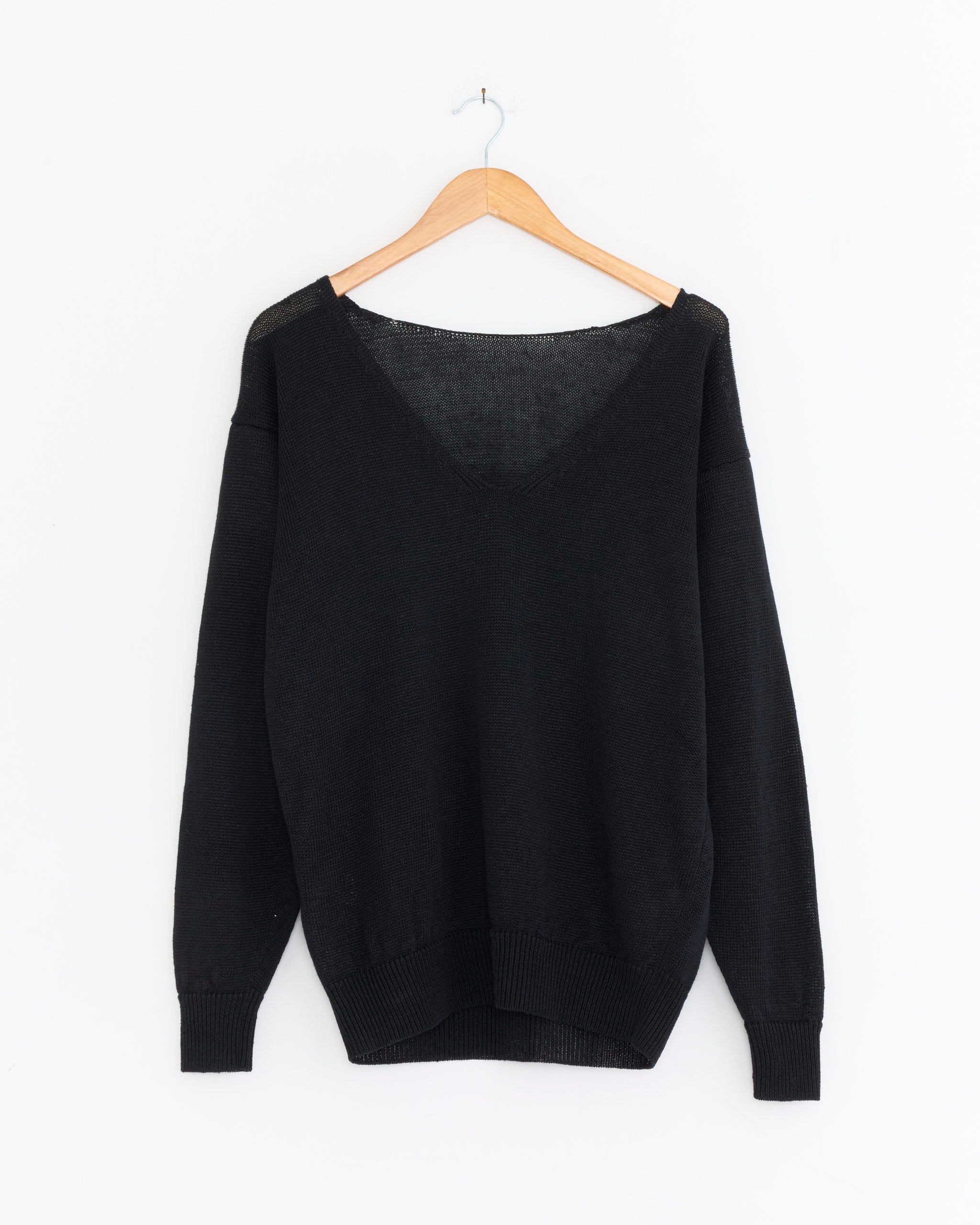 Linen Knit Sweater in Black