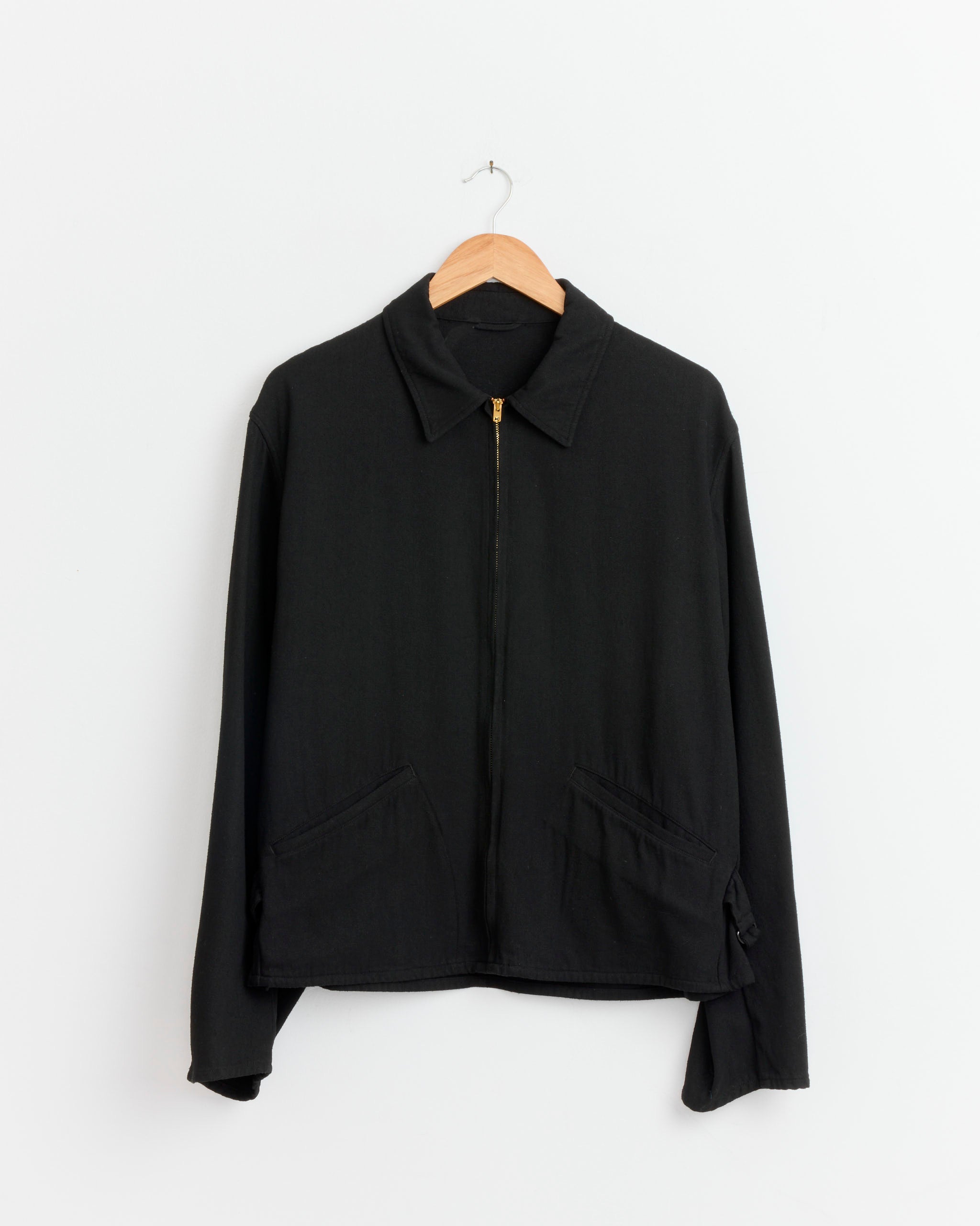 Silk Nep Zip Short Jacket in Black
