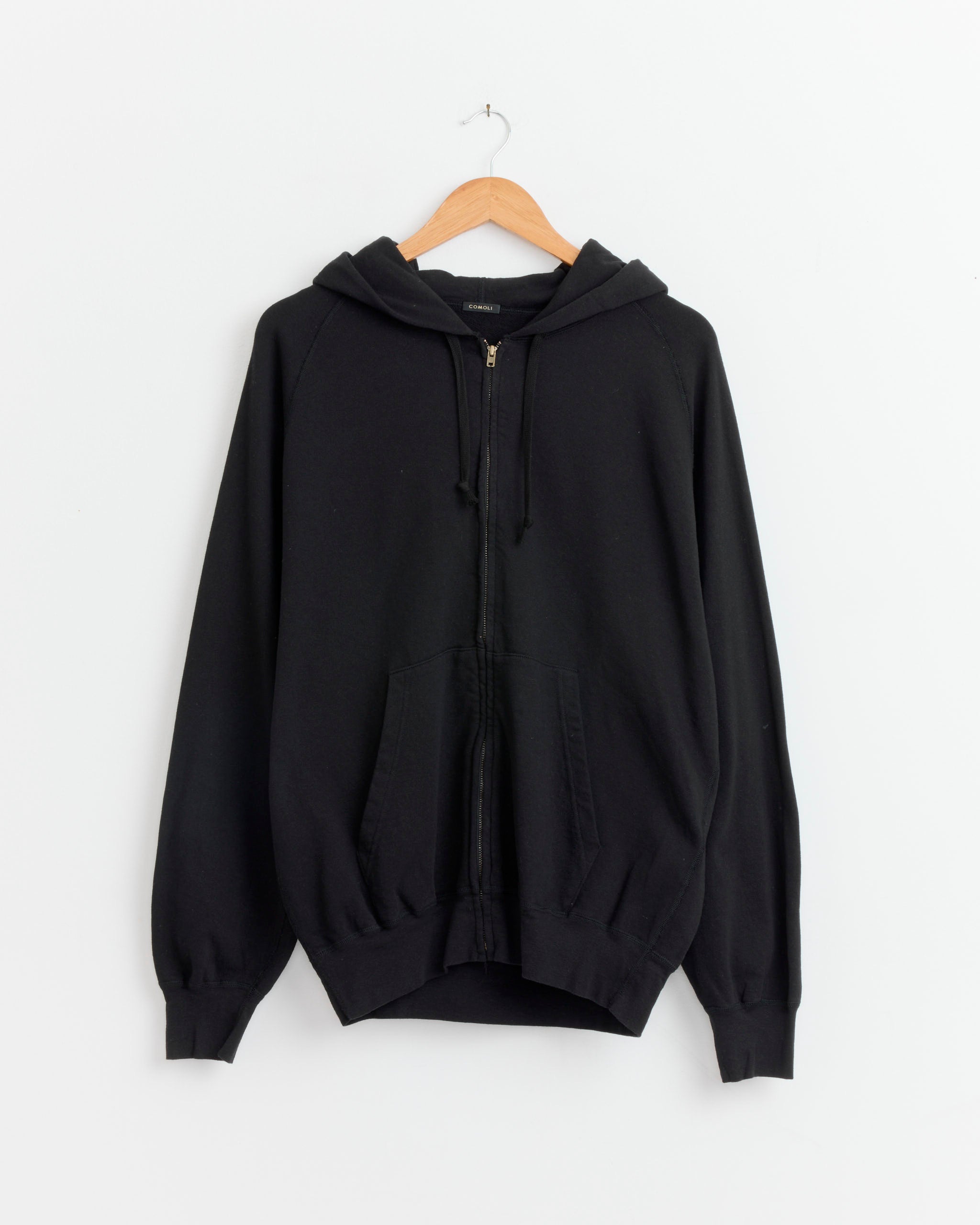 LW Cotton Fleece Zip Hoodie in Black