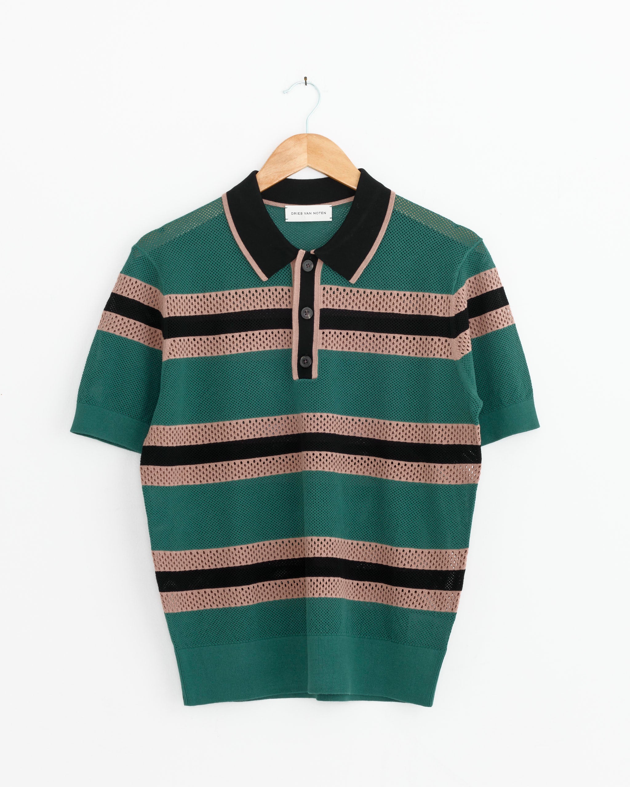 Stripe Polo in Pine