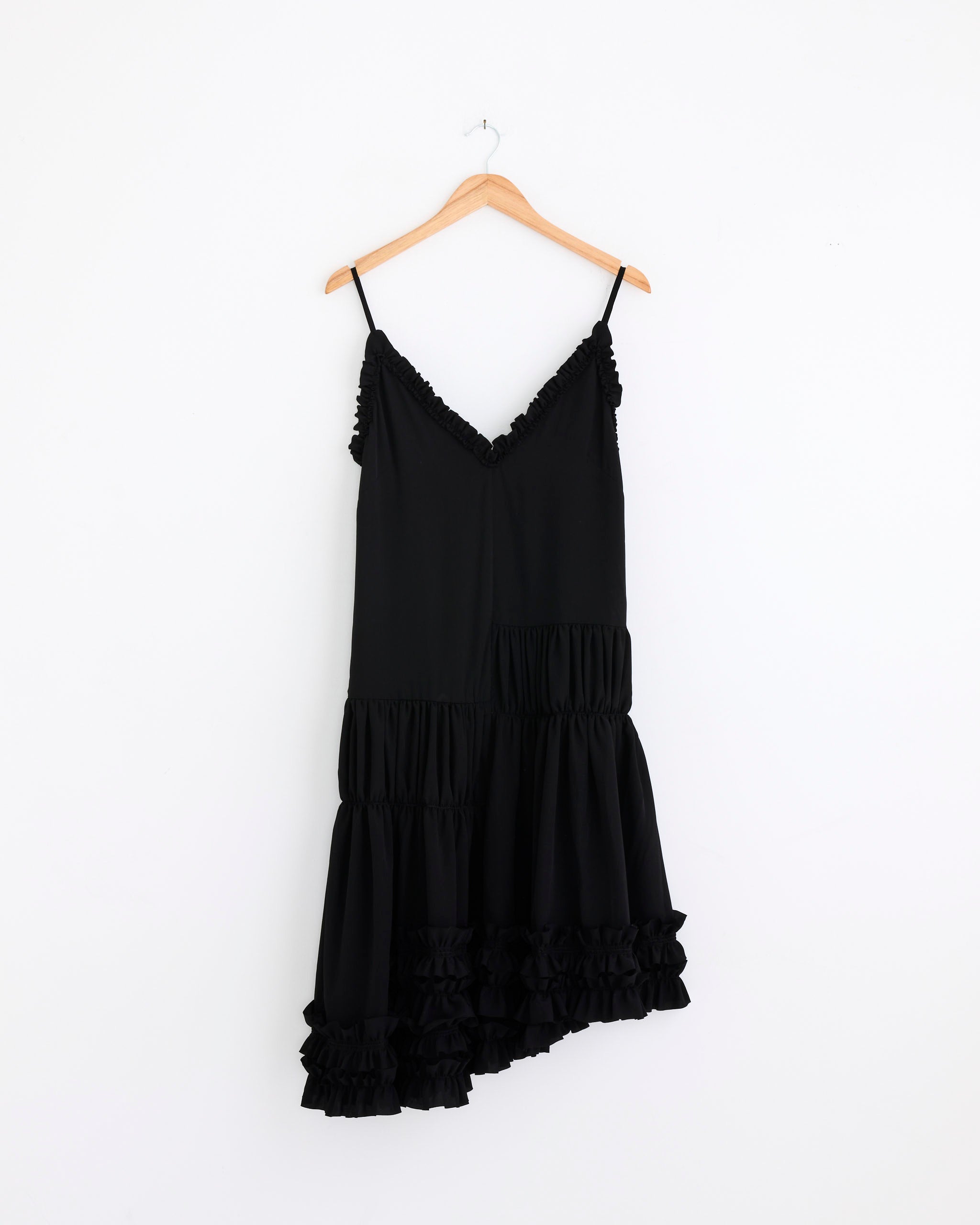 black ruffle midi dress Ruffled Midi Dress in Black