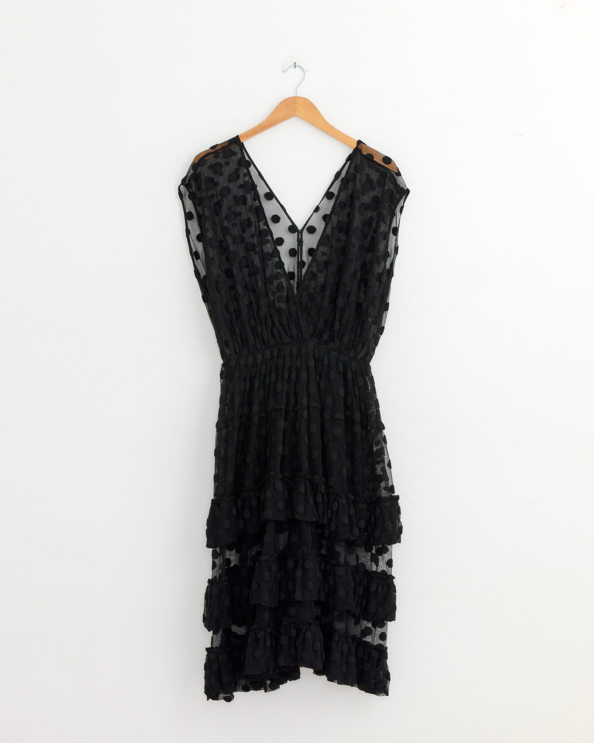 Mesh Ruffle Dress in Black