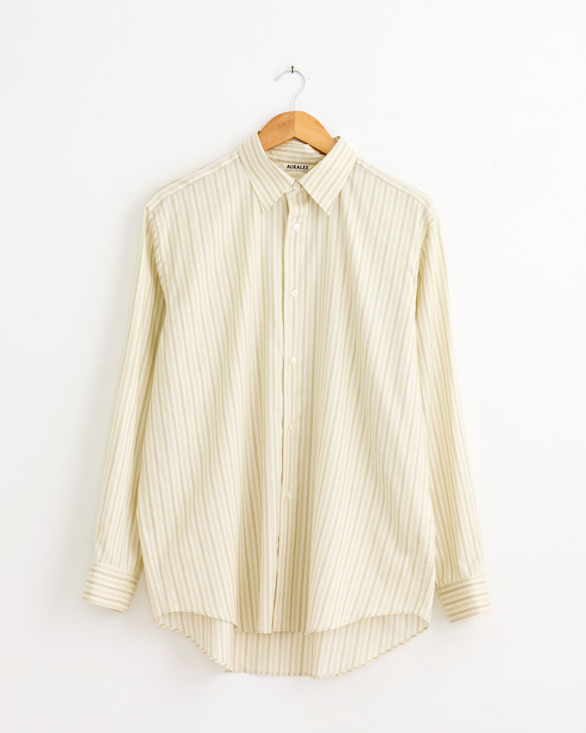 トップス AURALEE FINX SILK STRIPE SHIRTS Cotton Silk Stripe Shirt in Ivory