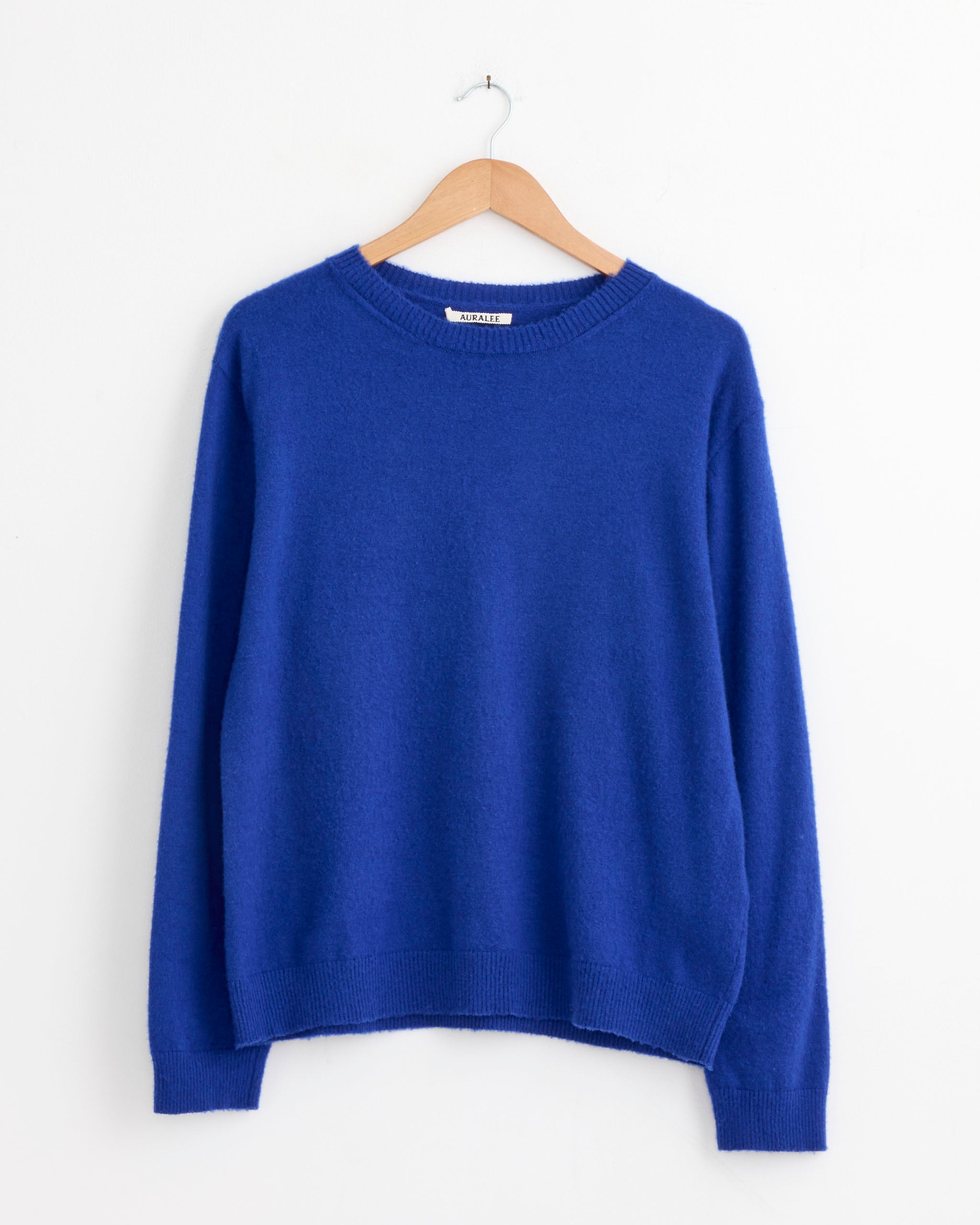 Brushed Cashmere Cotton Pullover in Royal Blue