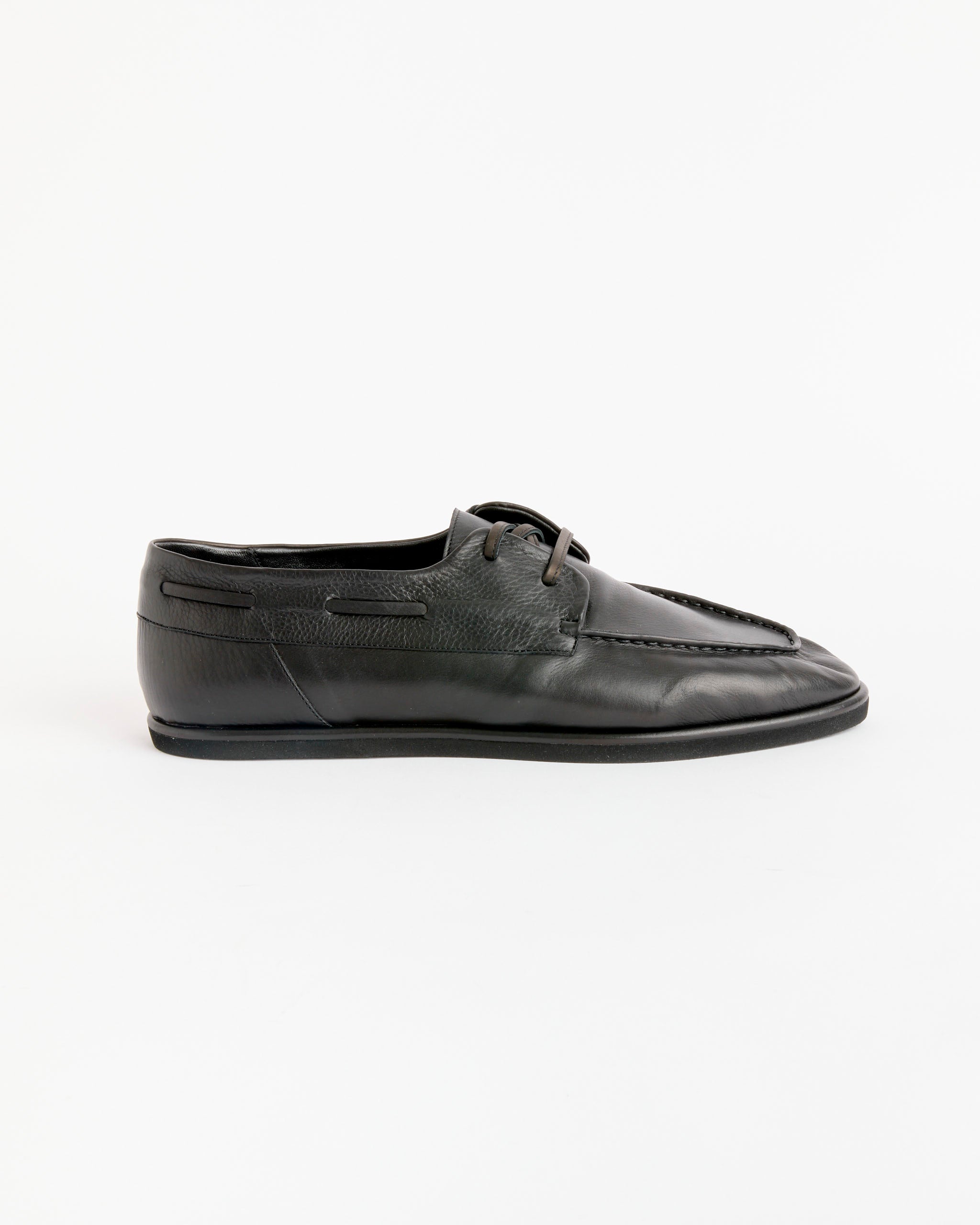 Soft Leather Deck Shoes in Black