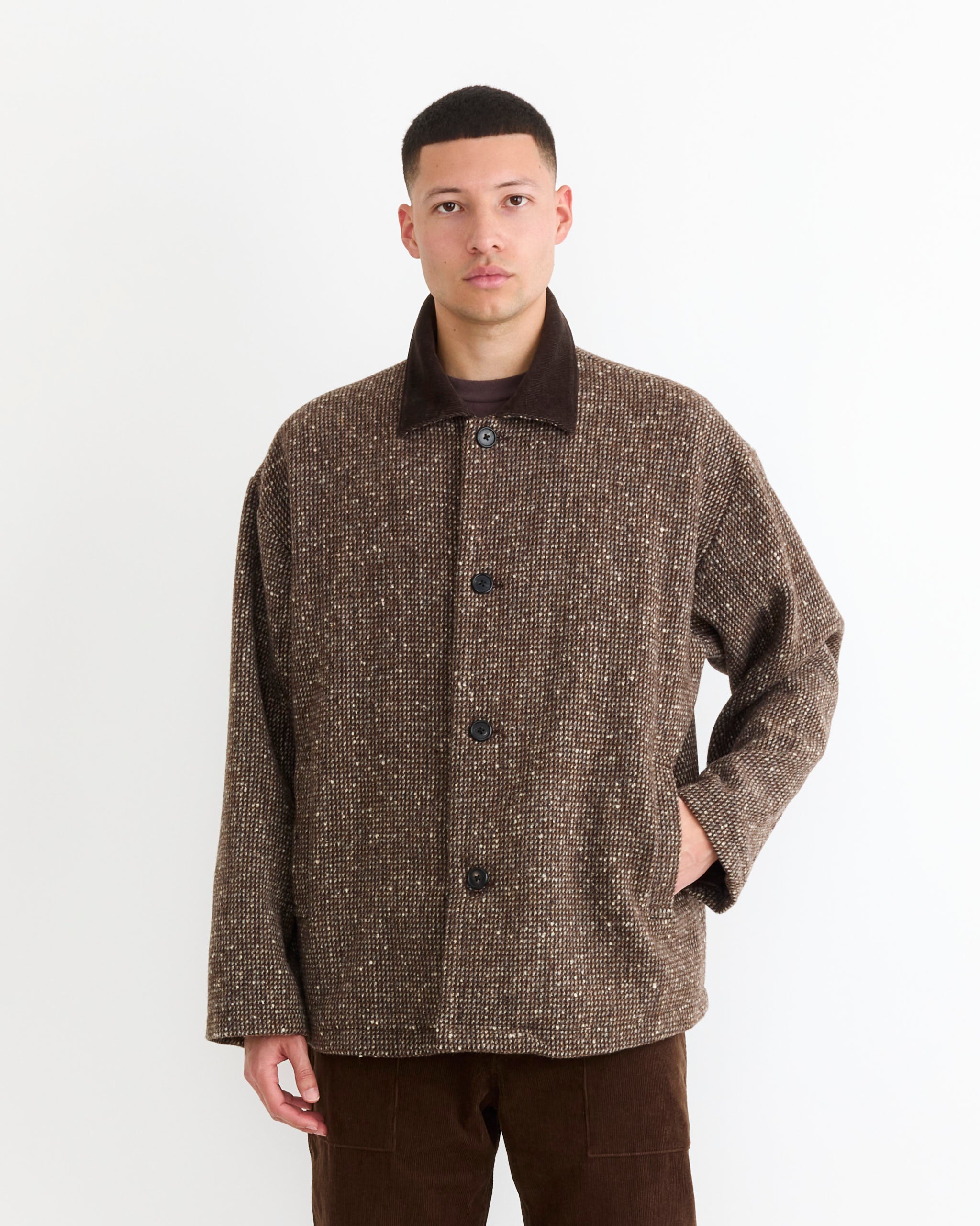 Jaco Coat in Tweed Wool Brown
