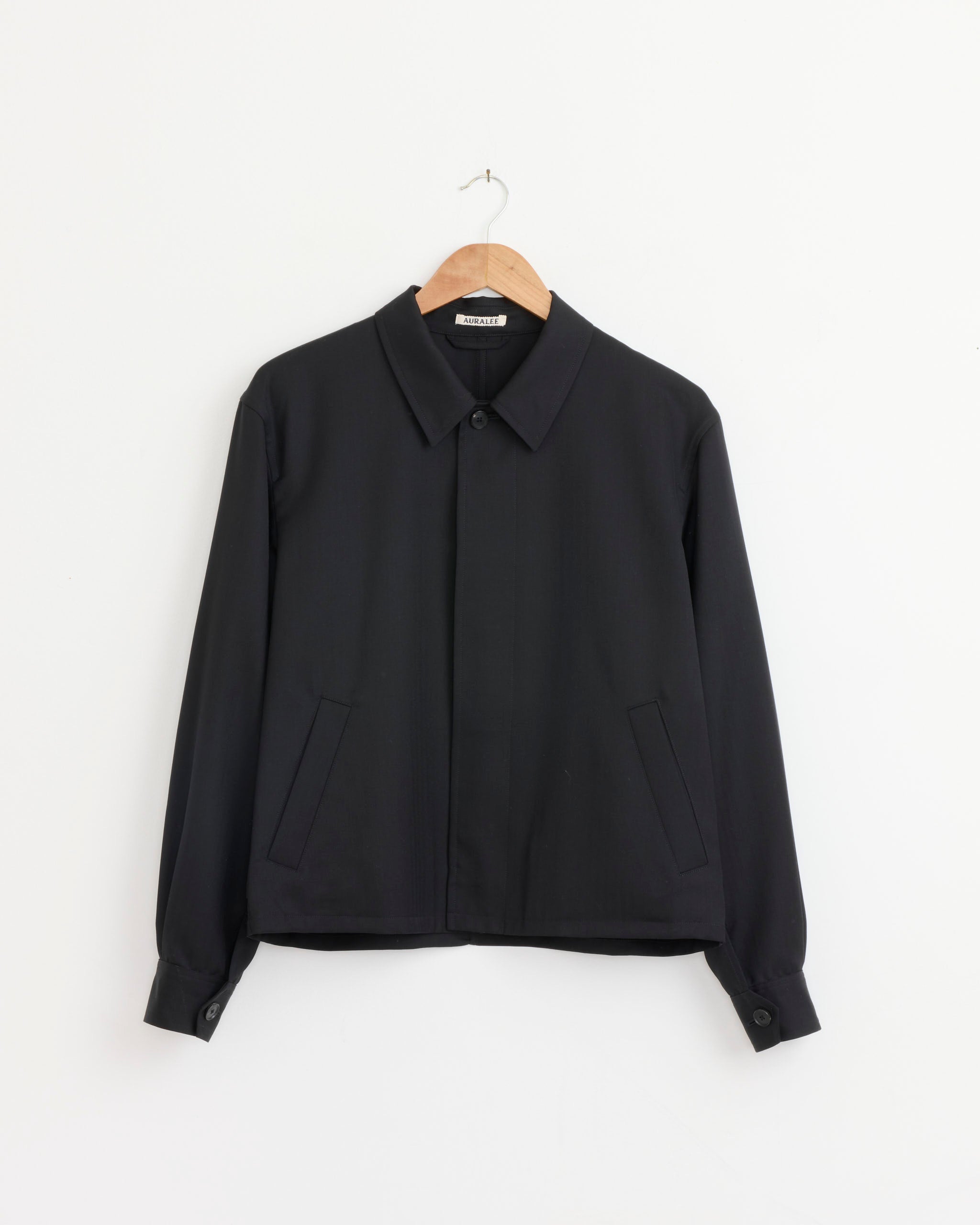ジャケット・アウター auralee WASHED FINX HERRINGBONE JACKET Wool Herringbone Blouson in Black
