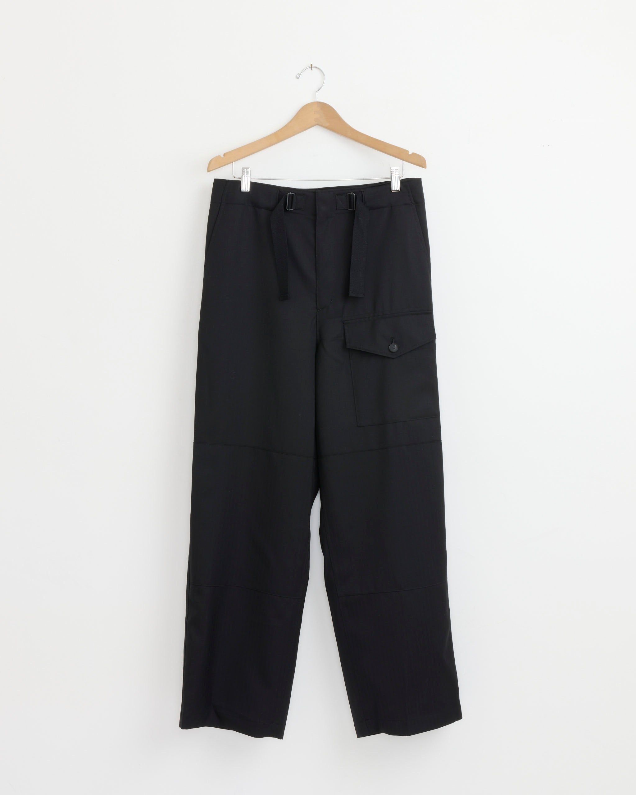 【美品】AURALEE WOOL HERRINGBONE CARGO PANTS Wool Herringbone Cargo Pant in Black