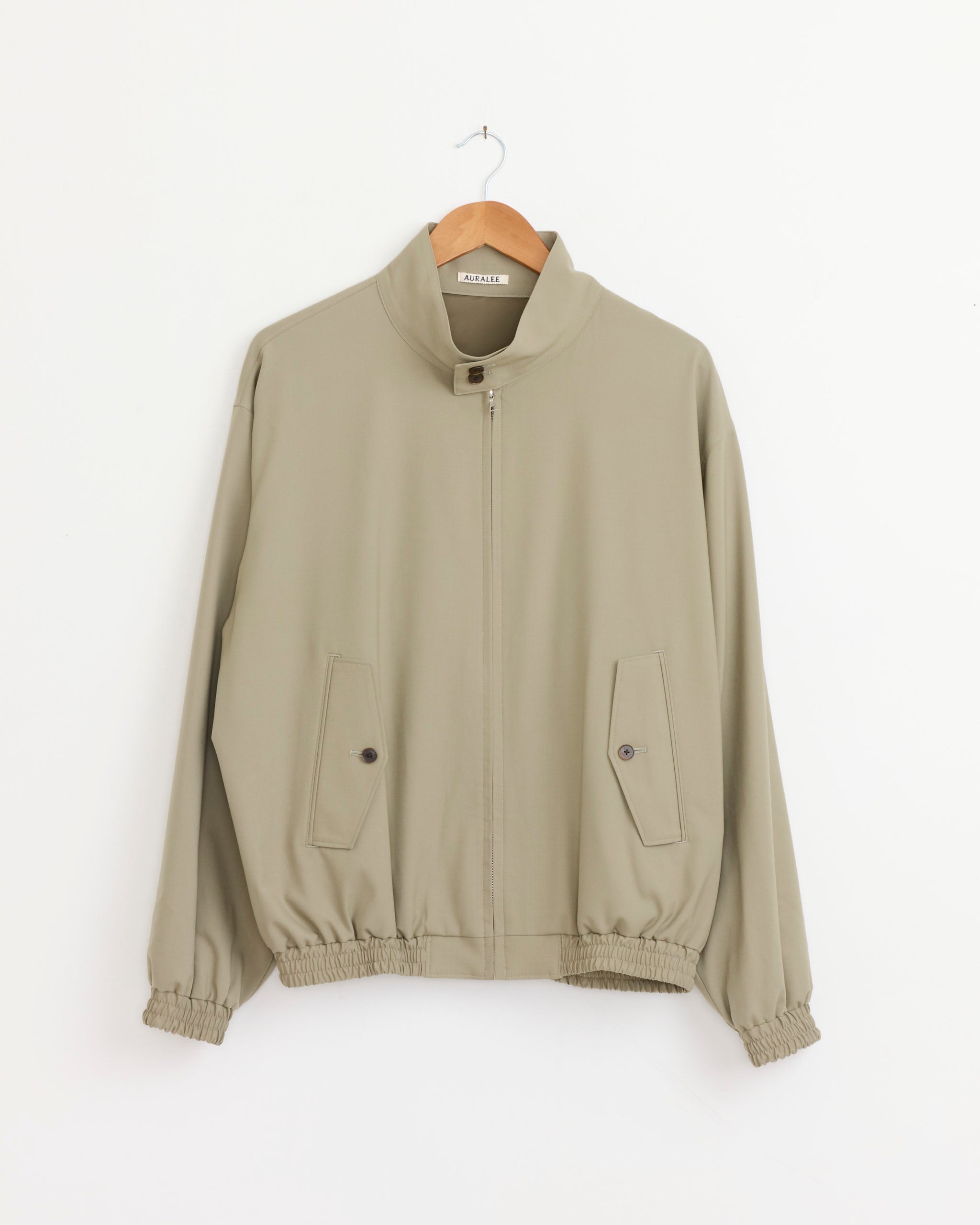Ultra Fine Tropical Wool Zip Blouson in Light Khaki