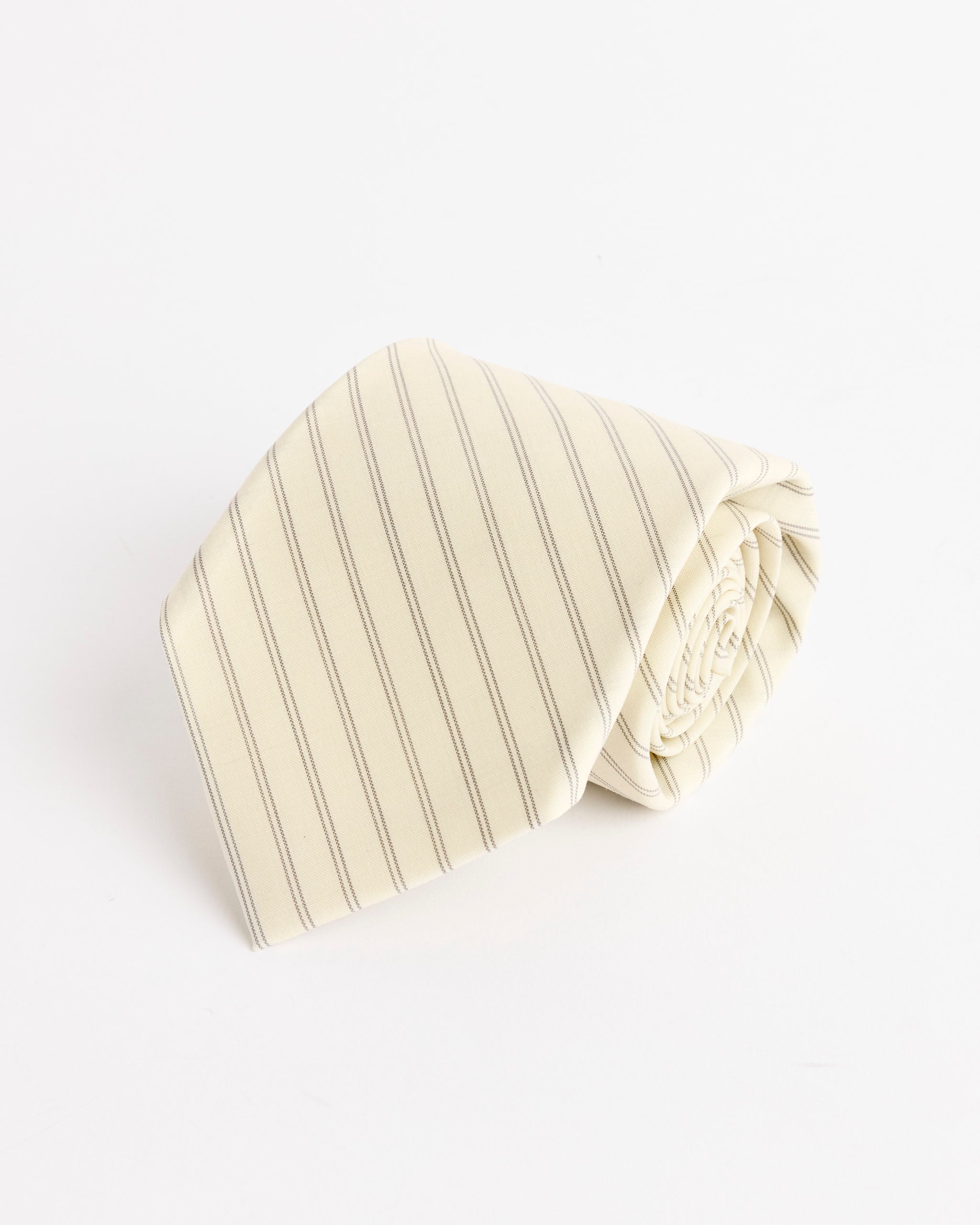 Super Fine Wool Stripe Tie in Ivory White