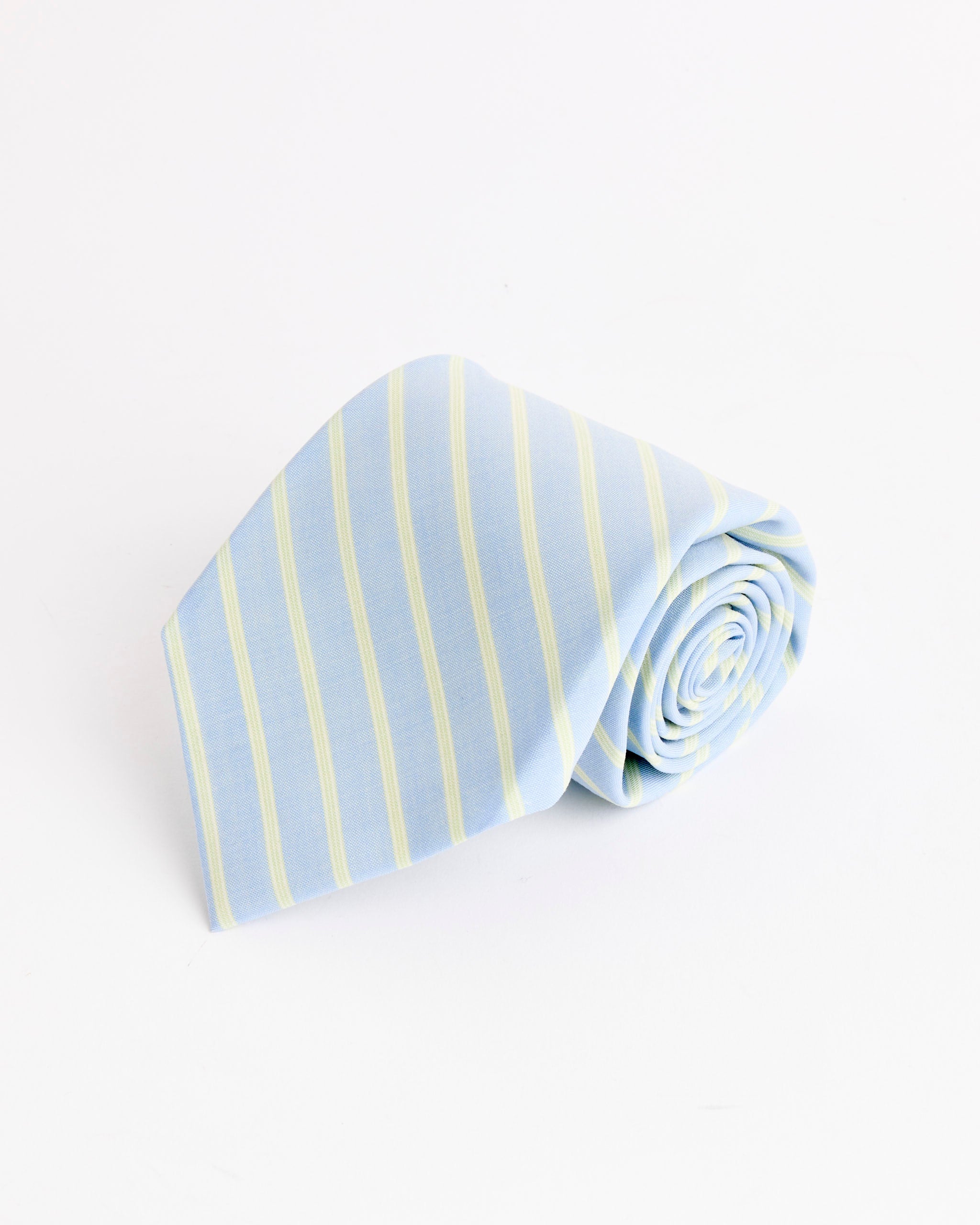 Super Fine Wool Stripe Tie in Sax Blue