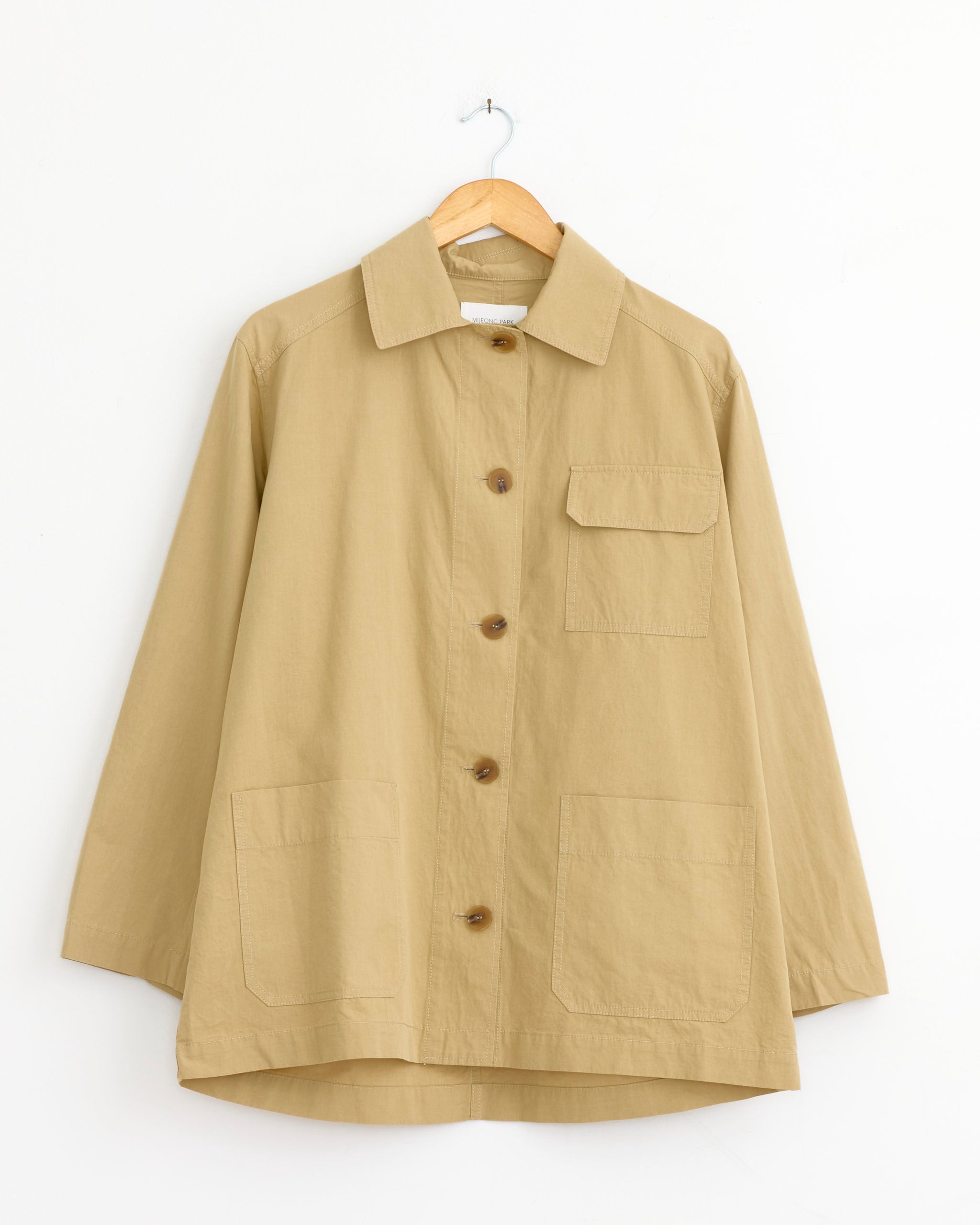Linen Blend Work Jacket in Beige