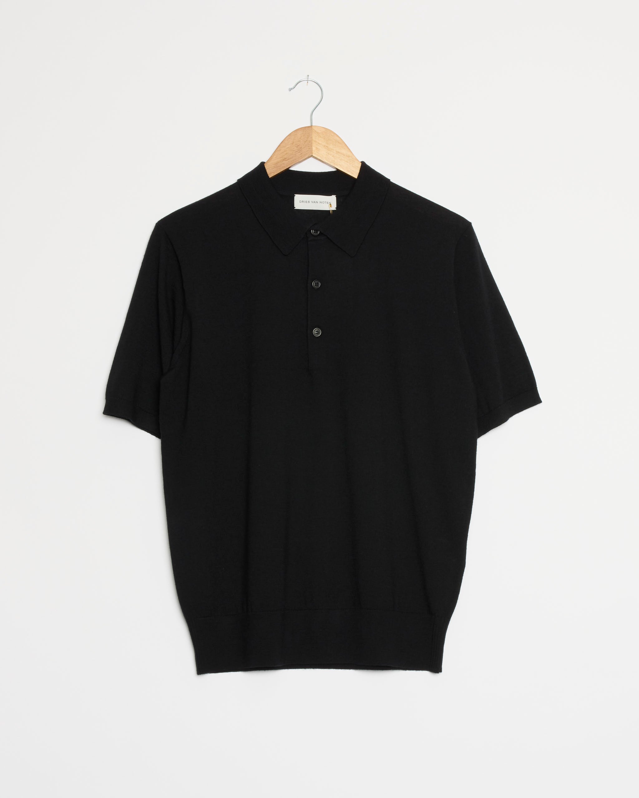 Wool Polo Sweater in Black