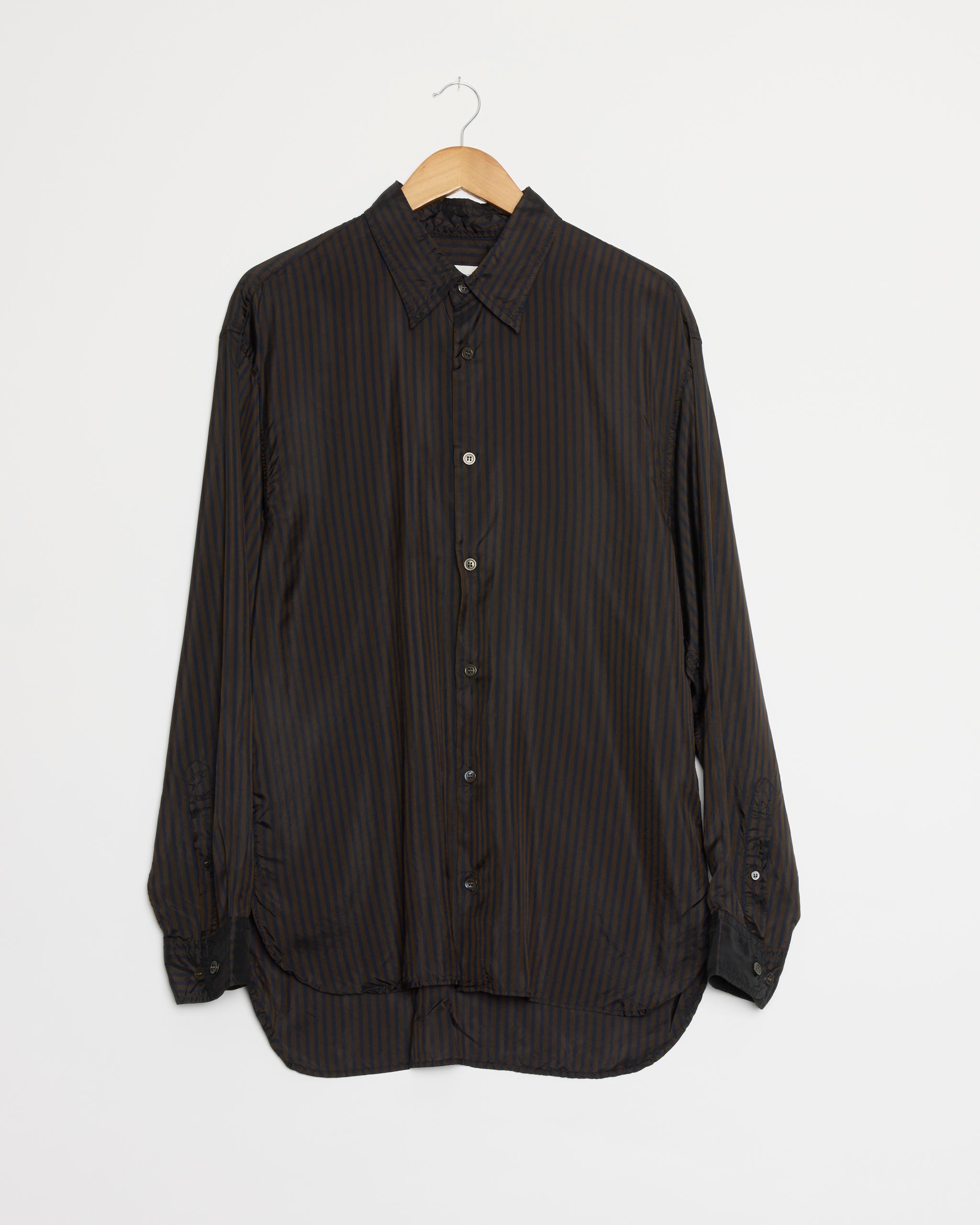 トップス 00s DRIES VAN NOTEN Stripe Cotton Shirt Striped Shirt in Dark Brown