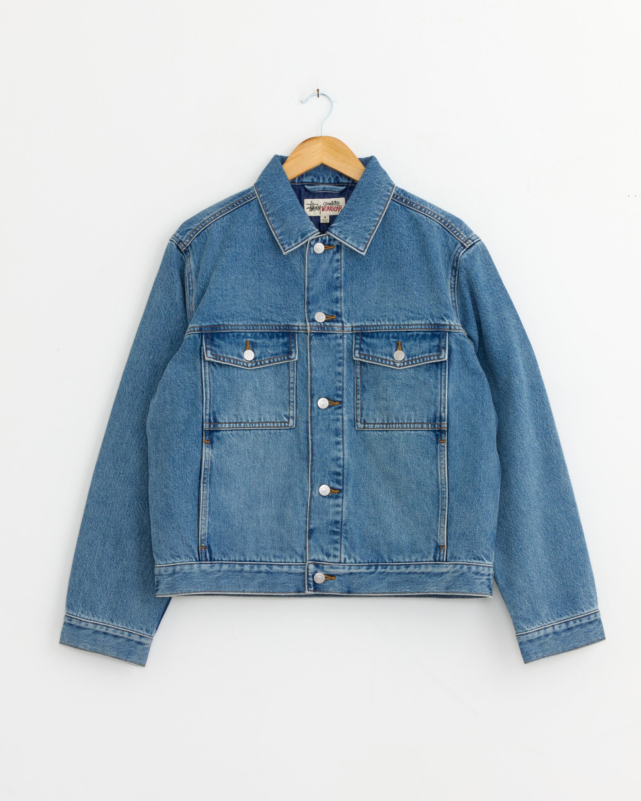 Lined Denim Trucker Jacket in Indigo Stone Wash