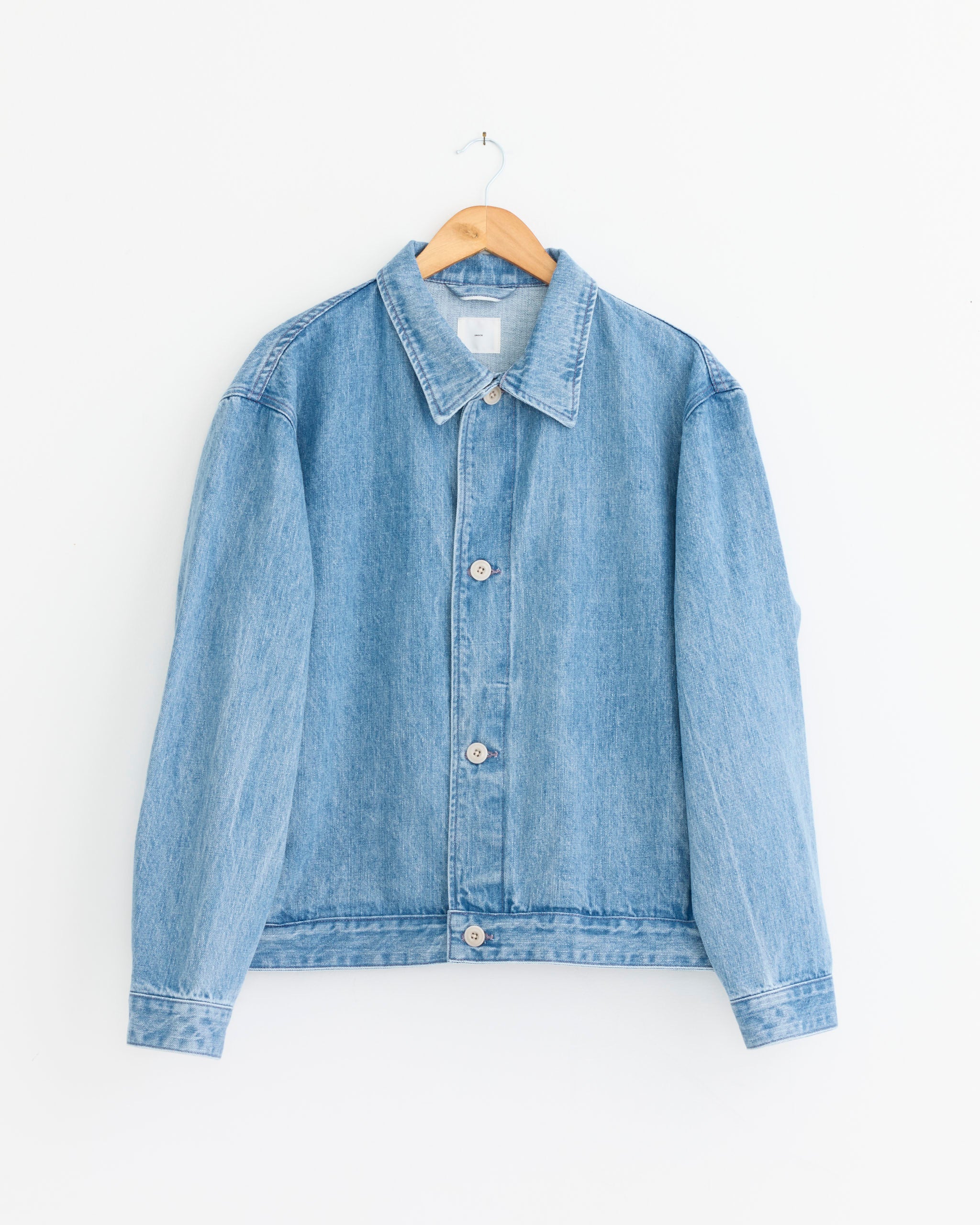【ページ】 Denimライトブルー 26 Lang Jacket in Selvedge Denim Light Blue