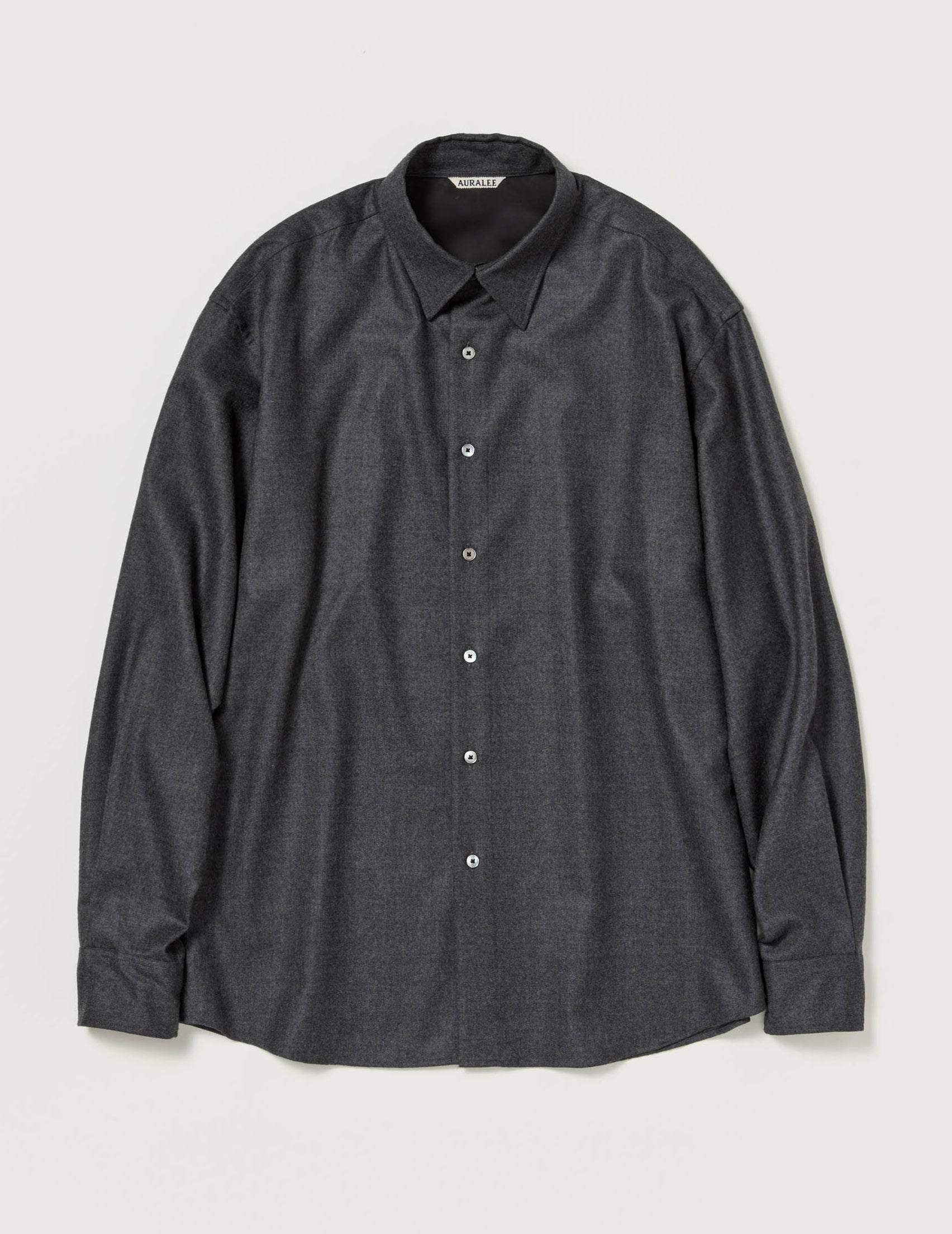 WOOL CHECK SHIRT / BLACK×GRAY 2 Super Light Wool Shirt in Top Charcoal
