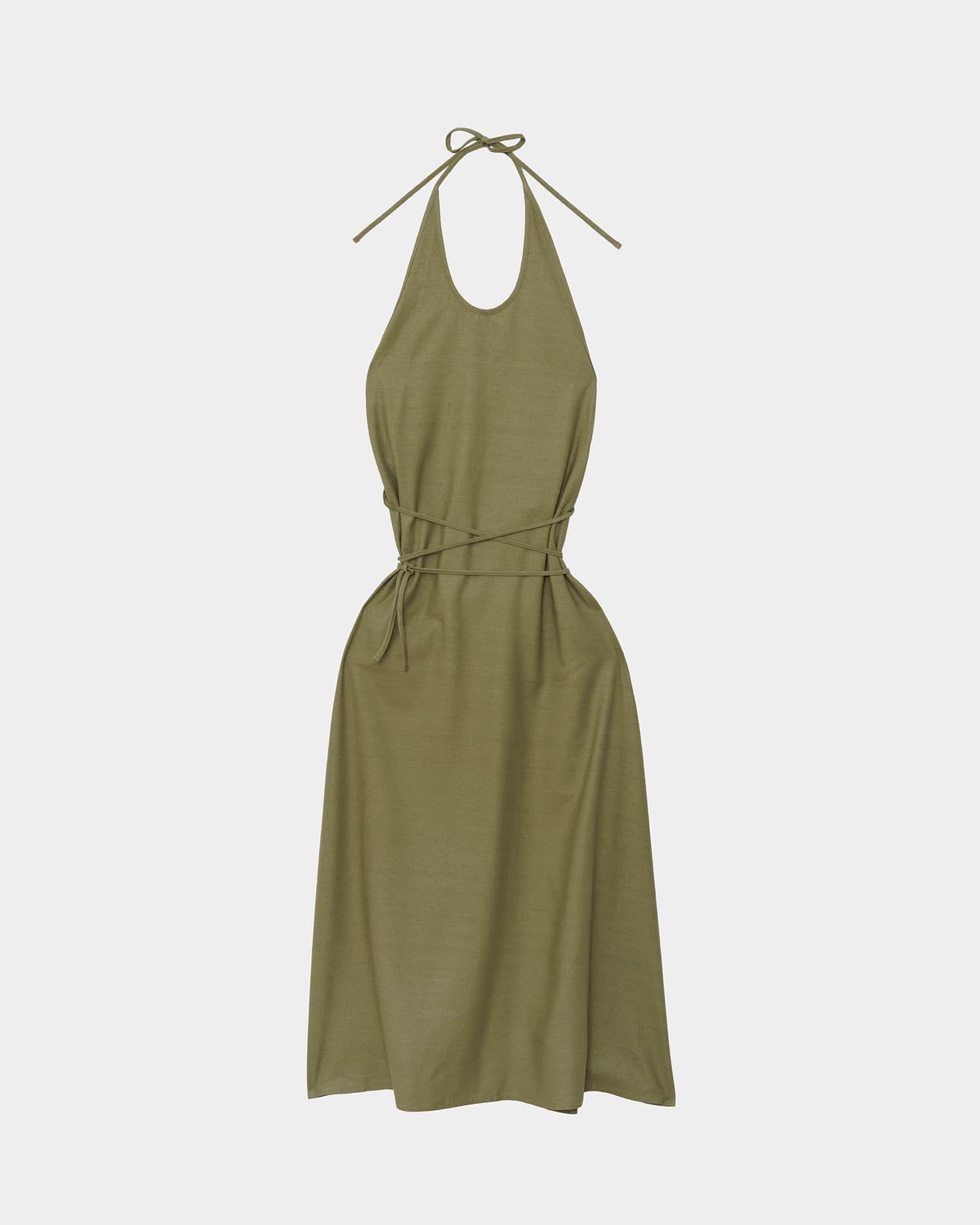 【TODAYFUL】 Halterneck Apron Tops - Olive Apron Dress in Lua Green