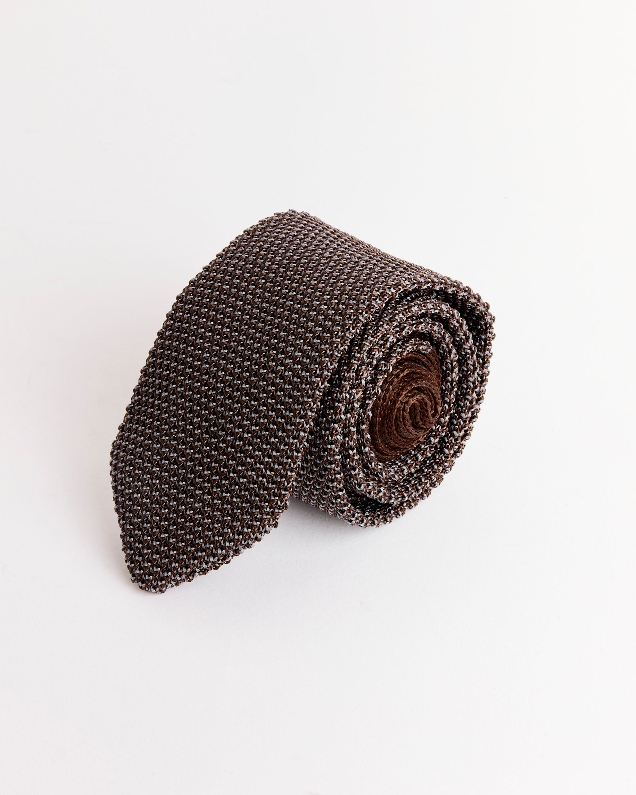 Silk Knit Tie in Brown/Lavender