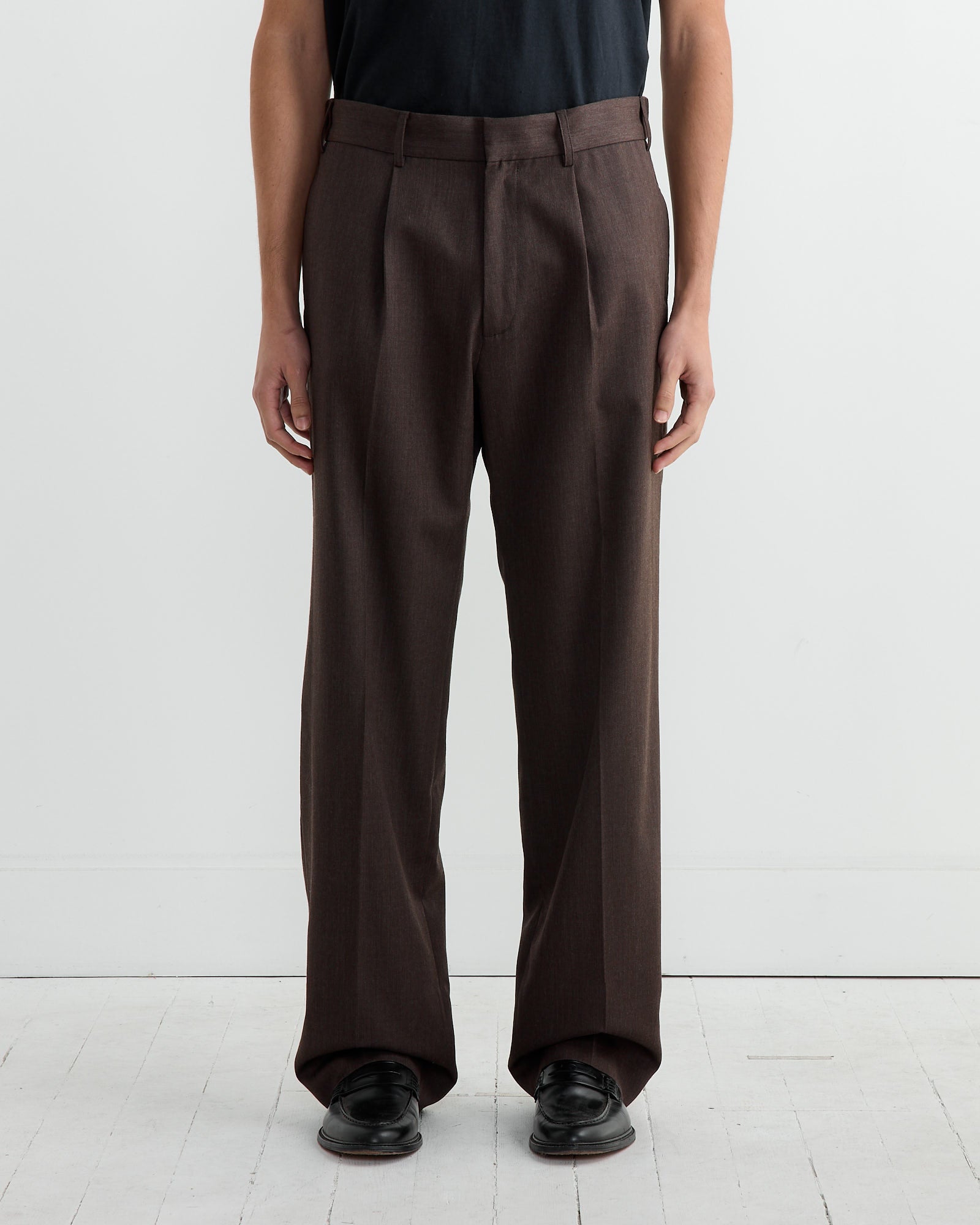 West Coast Pant in Wool Gabardine Brown Mlange West Coast Pant in Wool Gabardine Brown Mlange