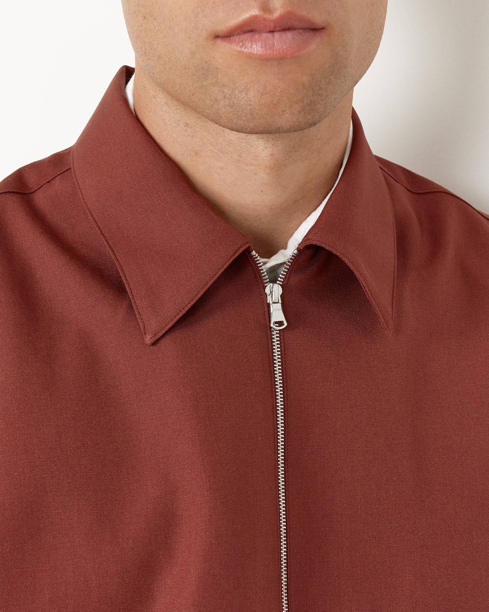 Enzo Shirt Long Sleeve in Tropical Wool Mattone