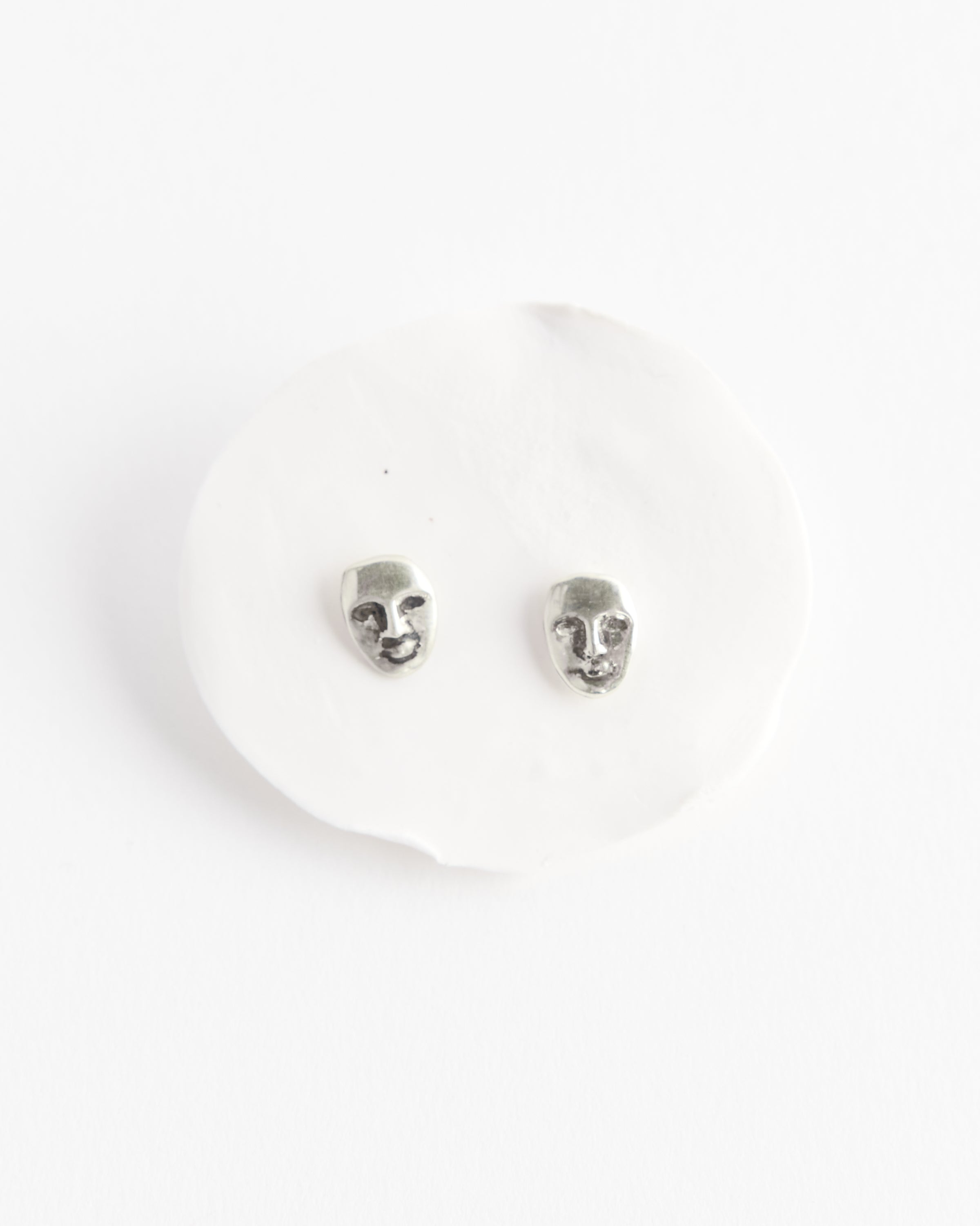 Mini Face Studs in Sterling Silver