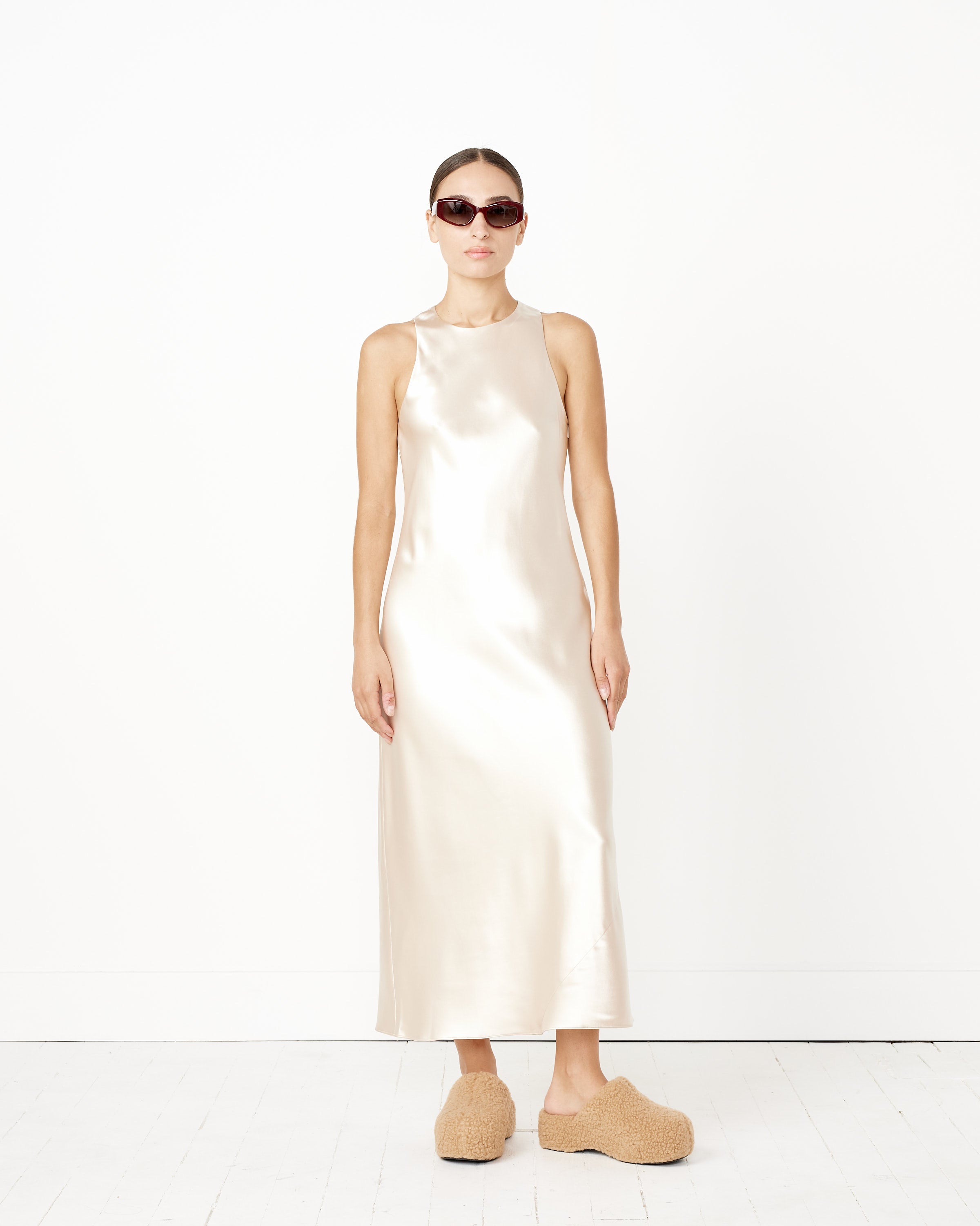 tibi satin midi dress Heavy Satin Midi Bias Dress