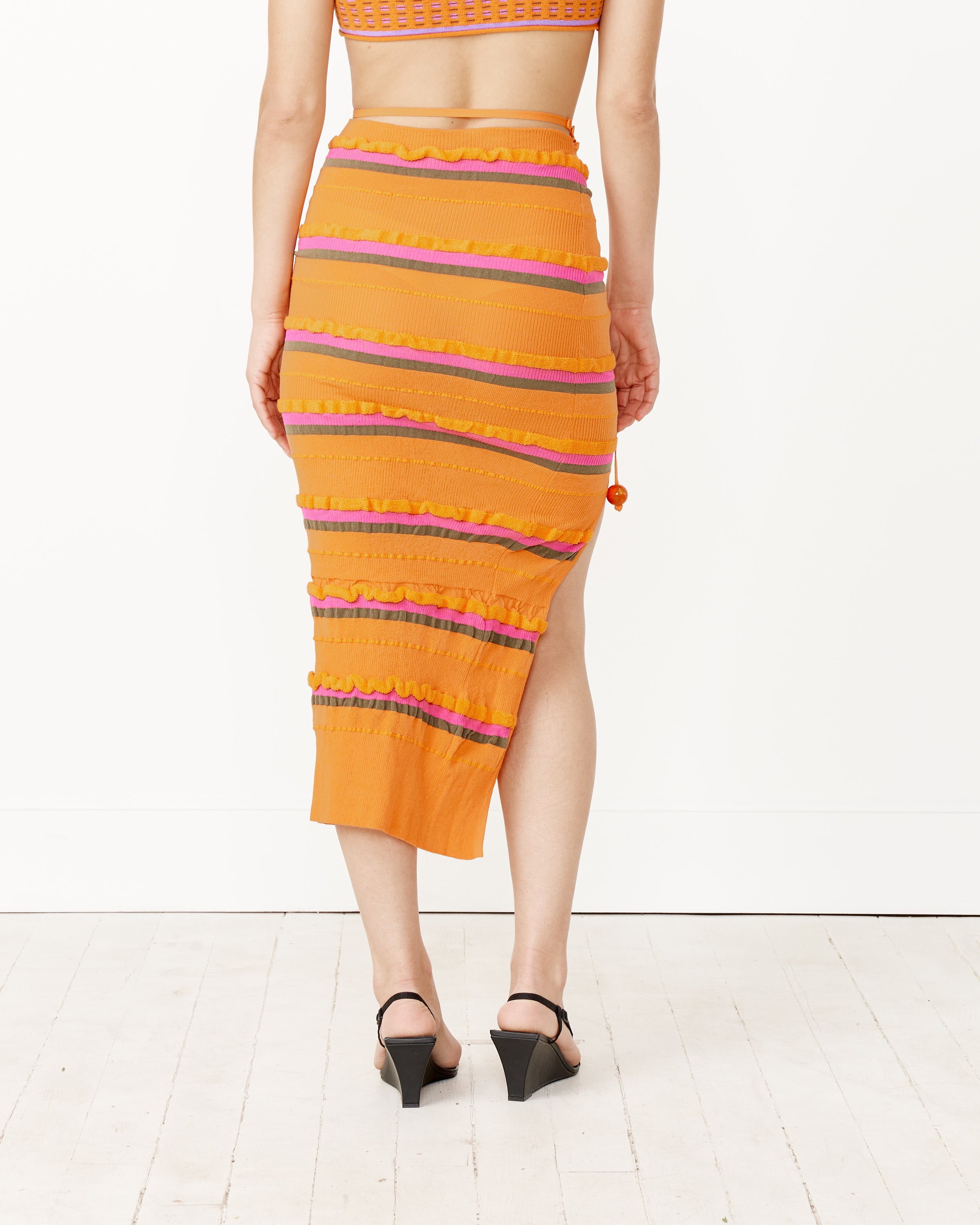 La Jupe Maille Concha Skirt in Orange