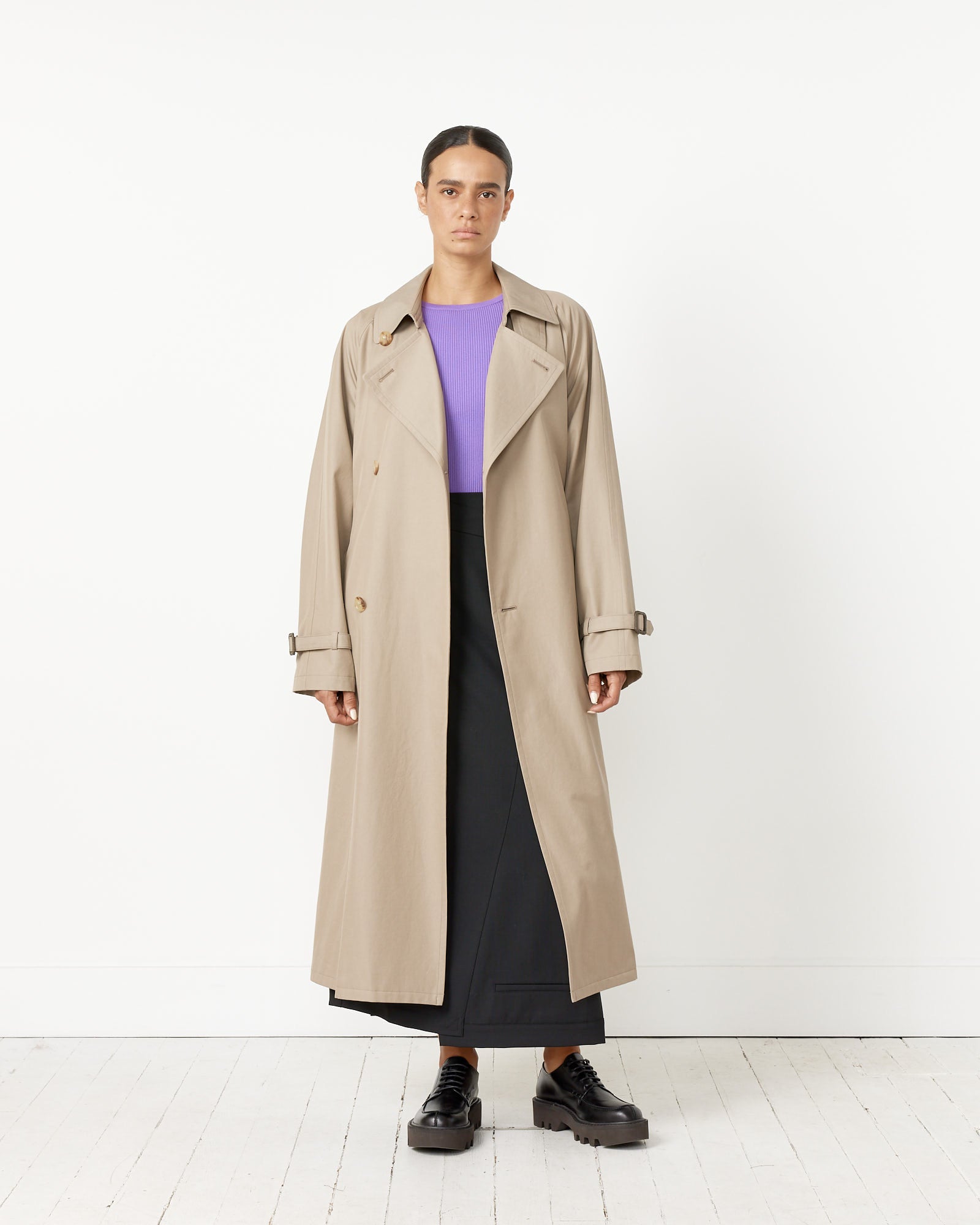 Washed Fine Chambray Trench Coat - Main Image