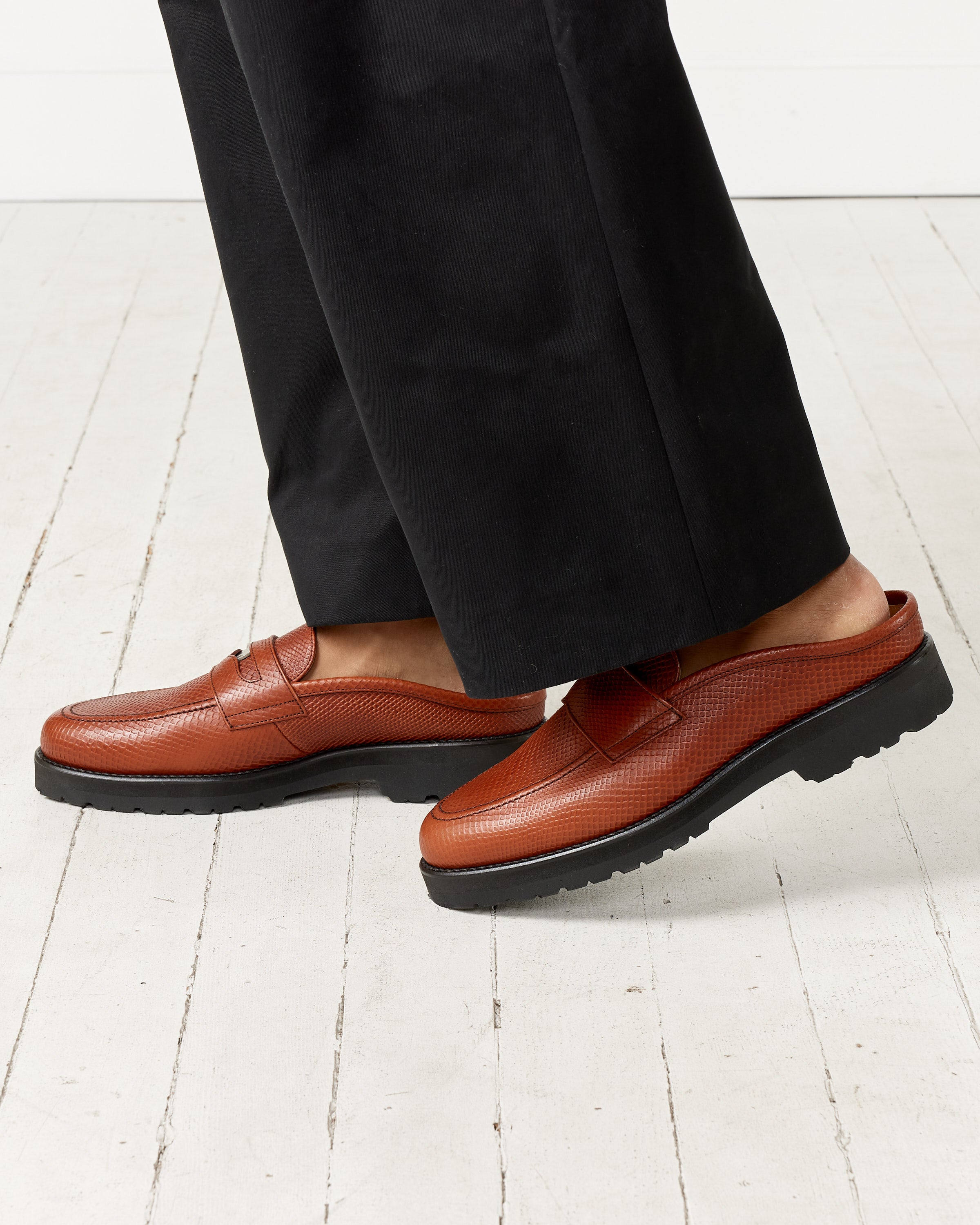Coin Loafer Mule in Brown