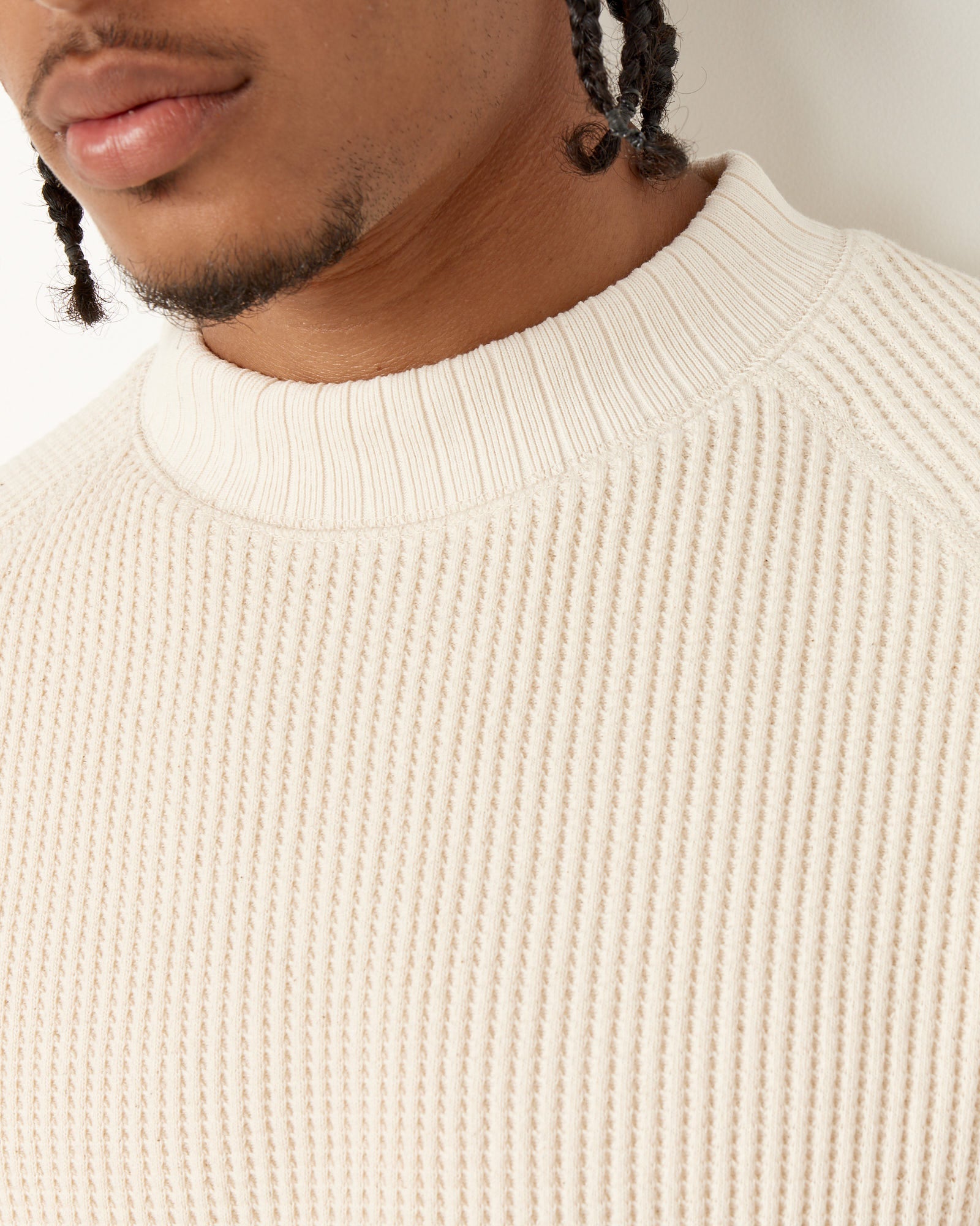 Waffle Midneck in Ivory