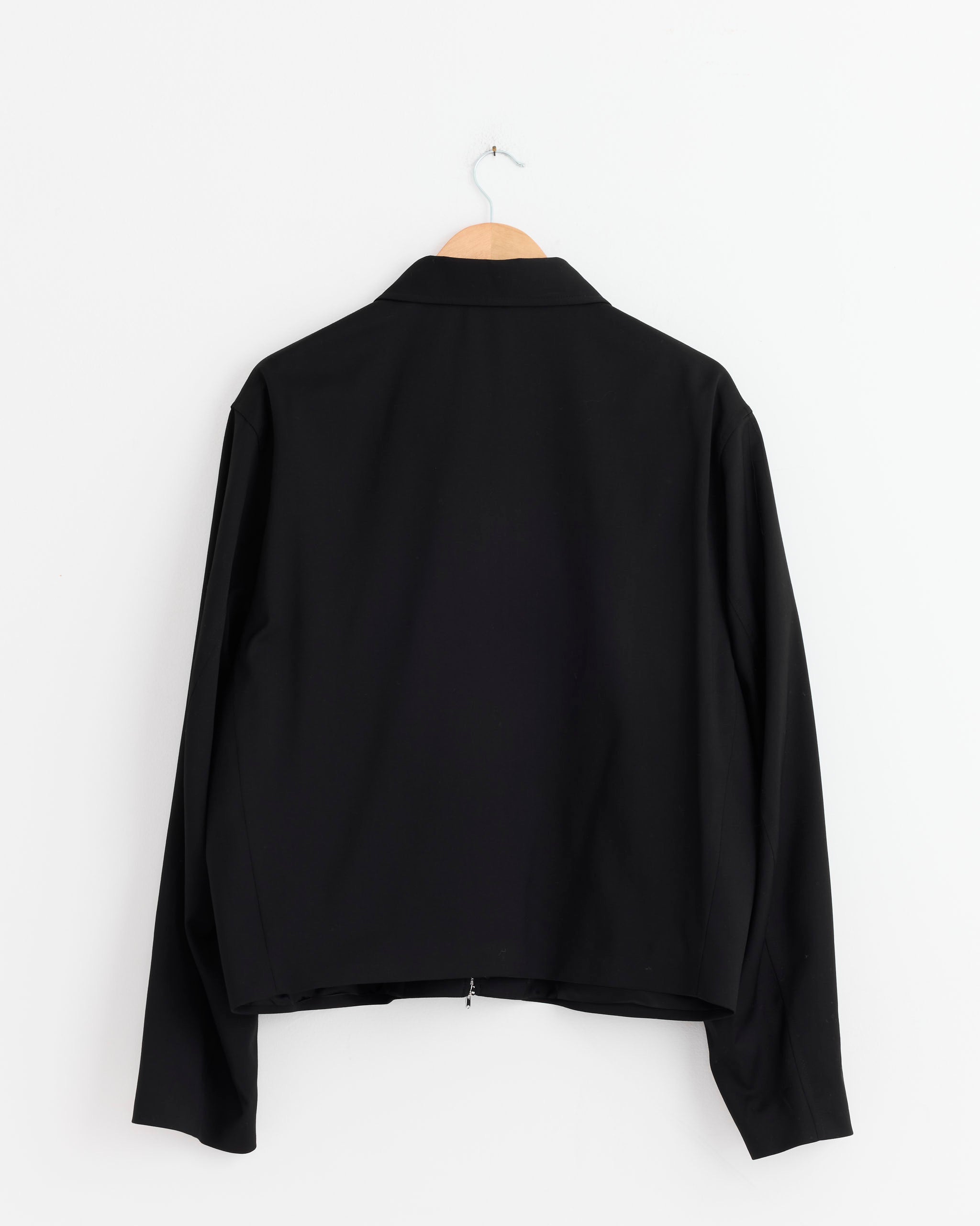 Mini Jacket in Black Worsted Wool - Black Worsted Wool / 50 (247657)