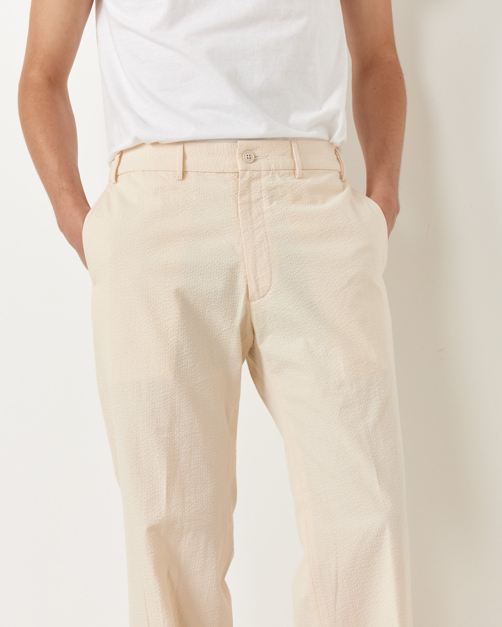 West Coast Seersucker Pant in Cream - Cream / M (249057)