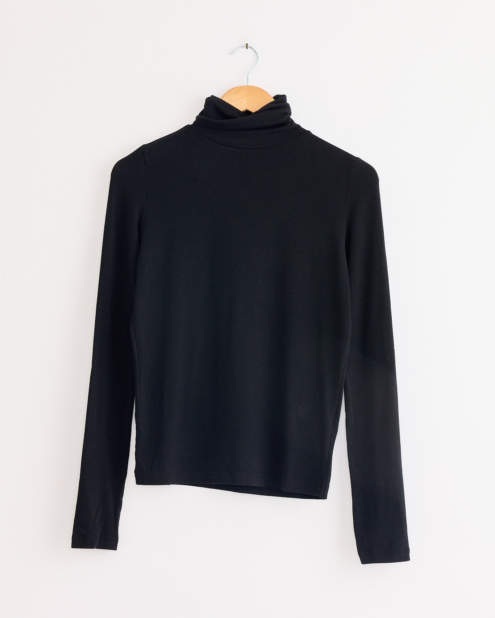 Roll Neck Jersey Top in Black - Black / S (250257)