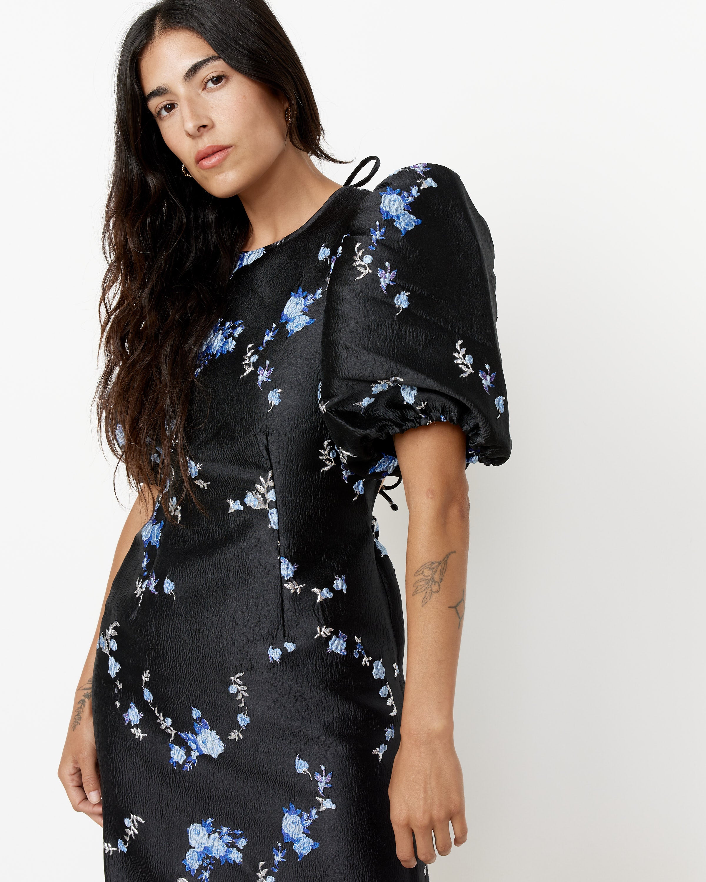 3D Jacquard Open Back Midi Dress 3D Jacquard Open Back Midi Dress