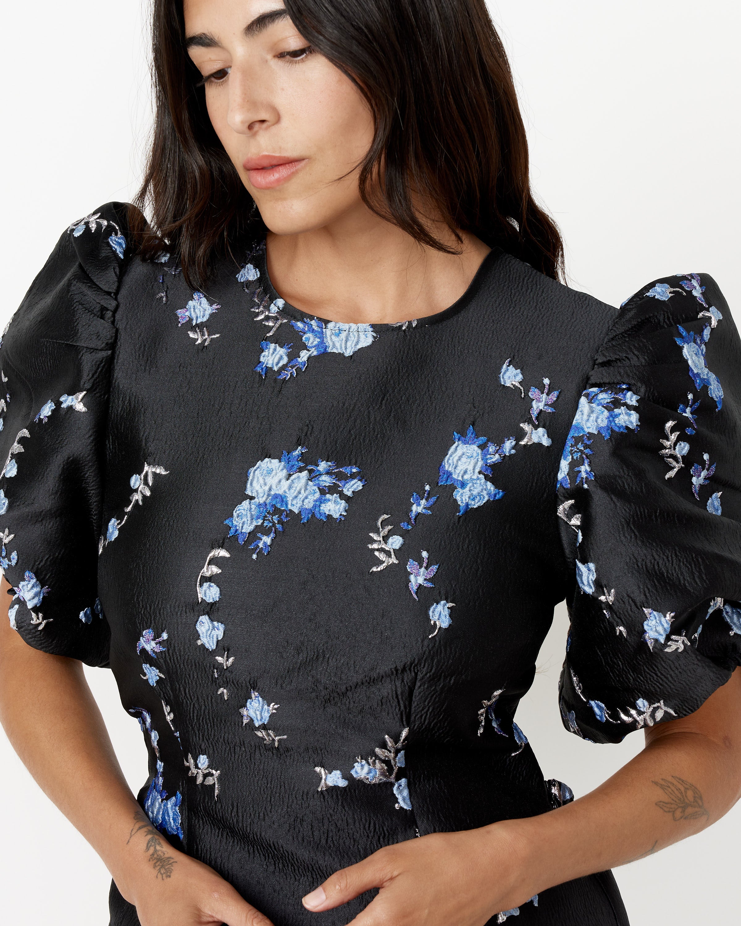 3D Jacquard Open Back Midi Dress 3D Jacquard Open Back Midi Dress
