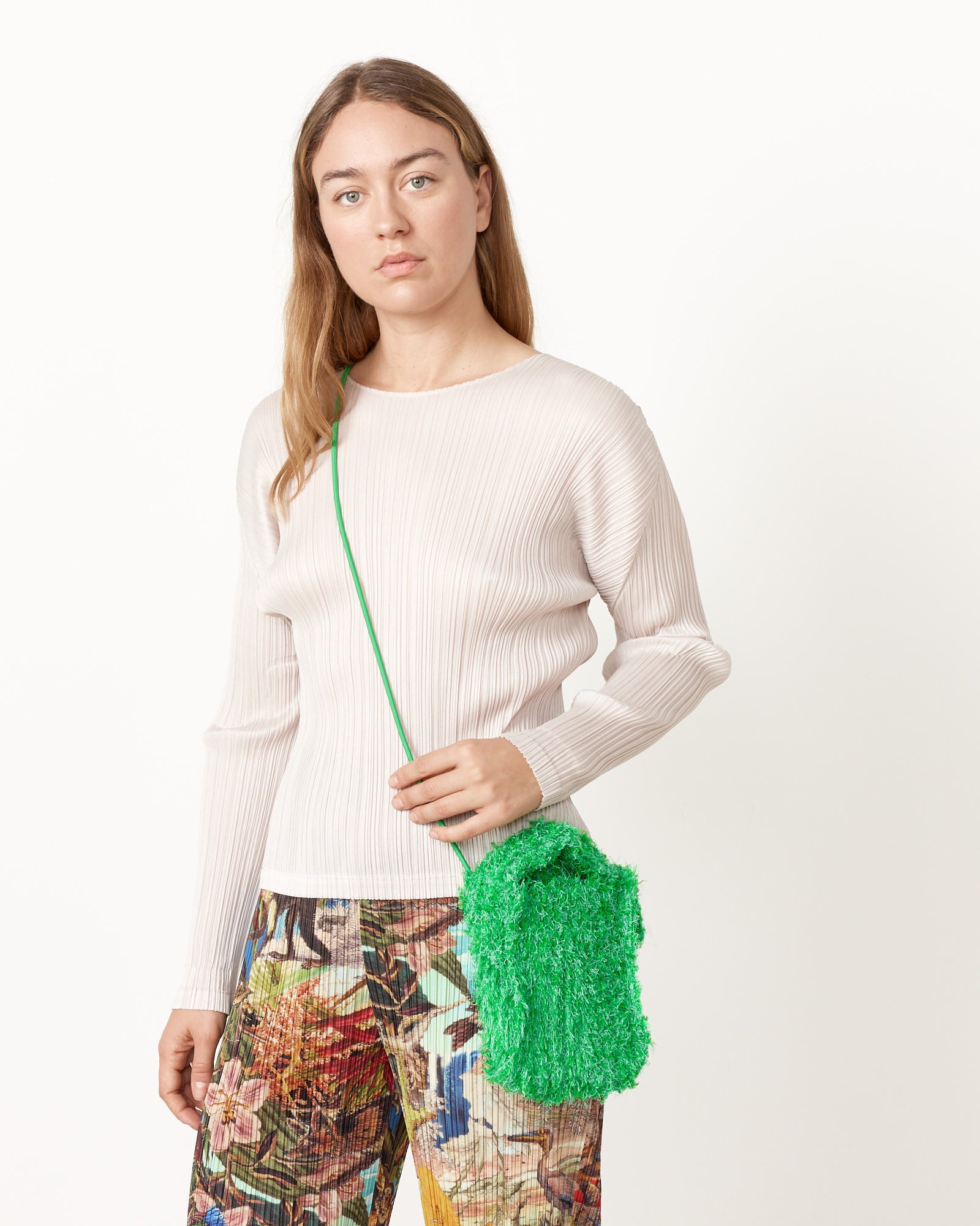 Green fluffy online bag