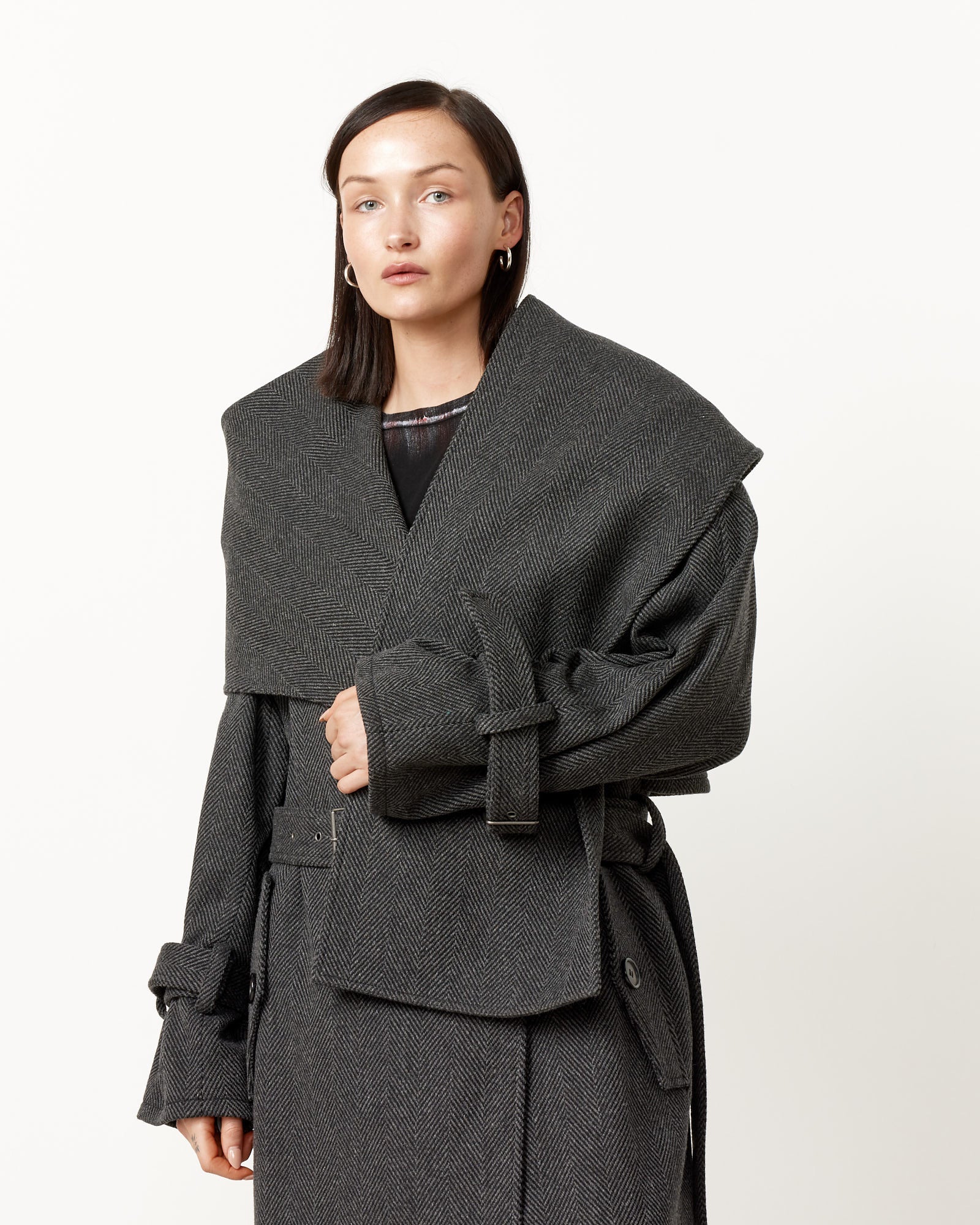 Scarf Collar Trench Coat