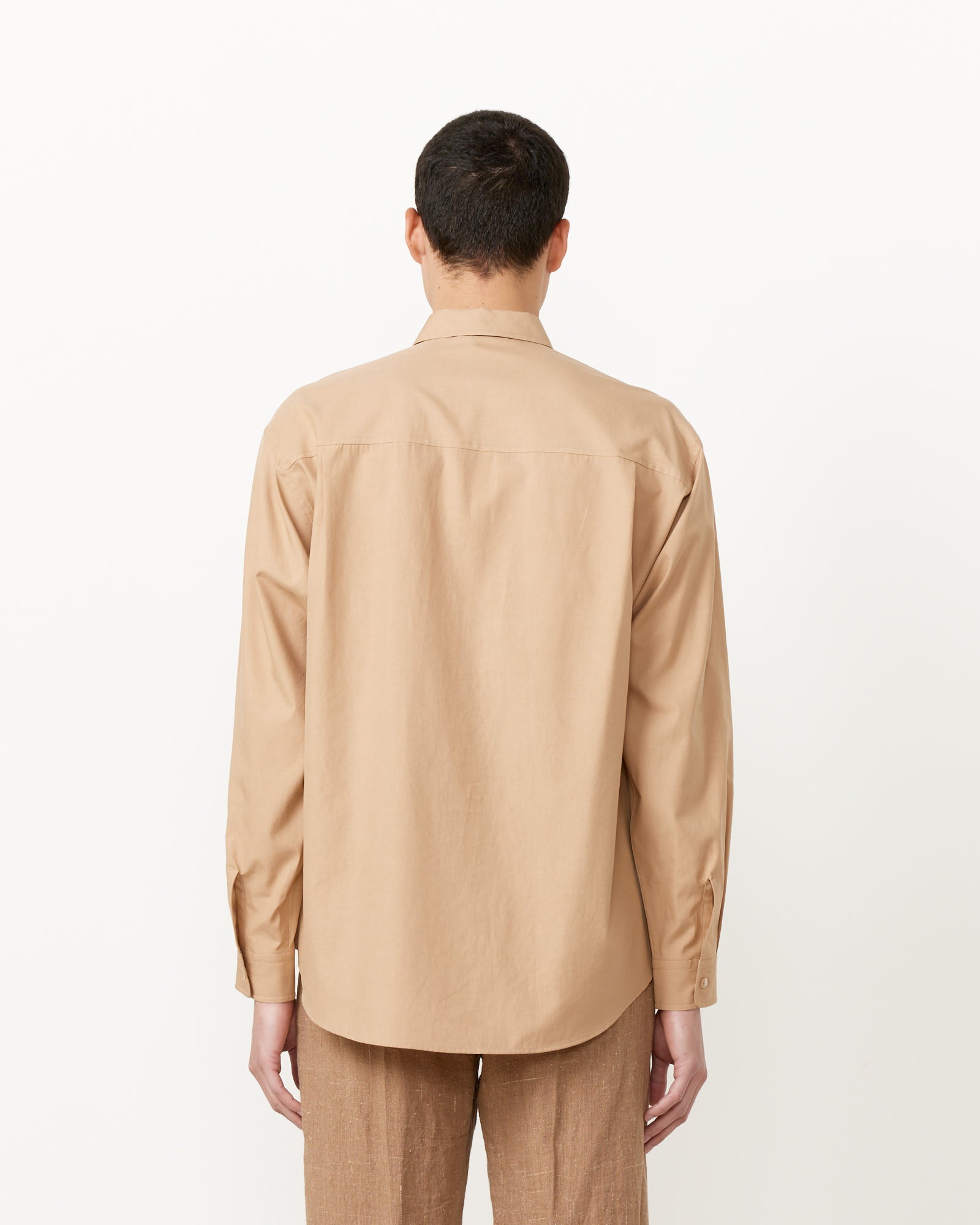 Washed Finx Twill Big Shirt in Light Brown